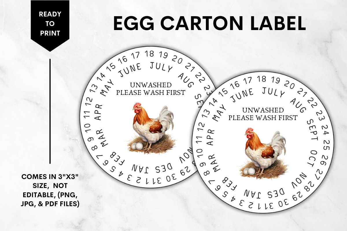 30x 1.5” Round Handmade Chicken Egg Carton Labels Stickers | "Eggs Laid Daily" | Black Unbranded Farm Fresh