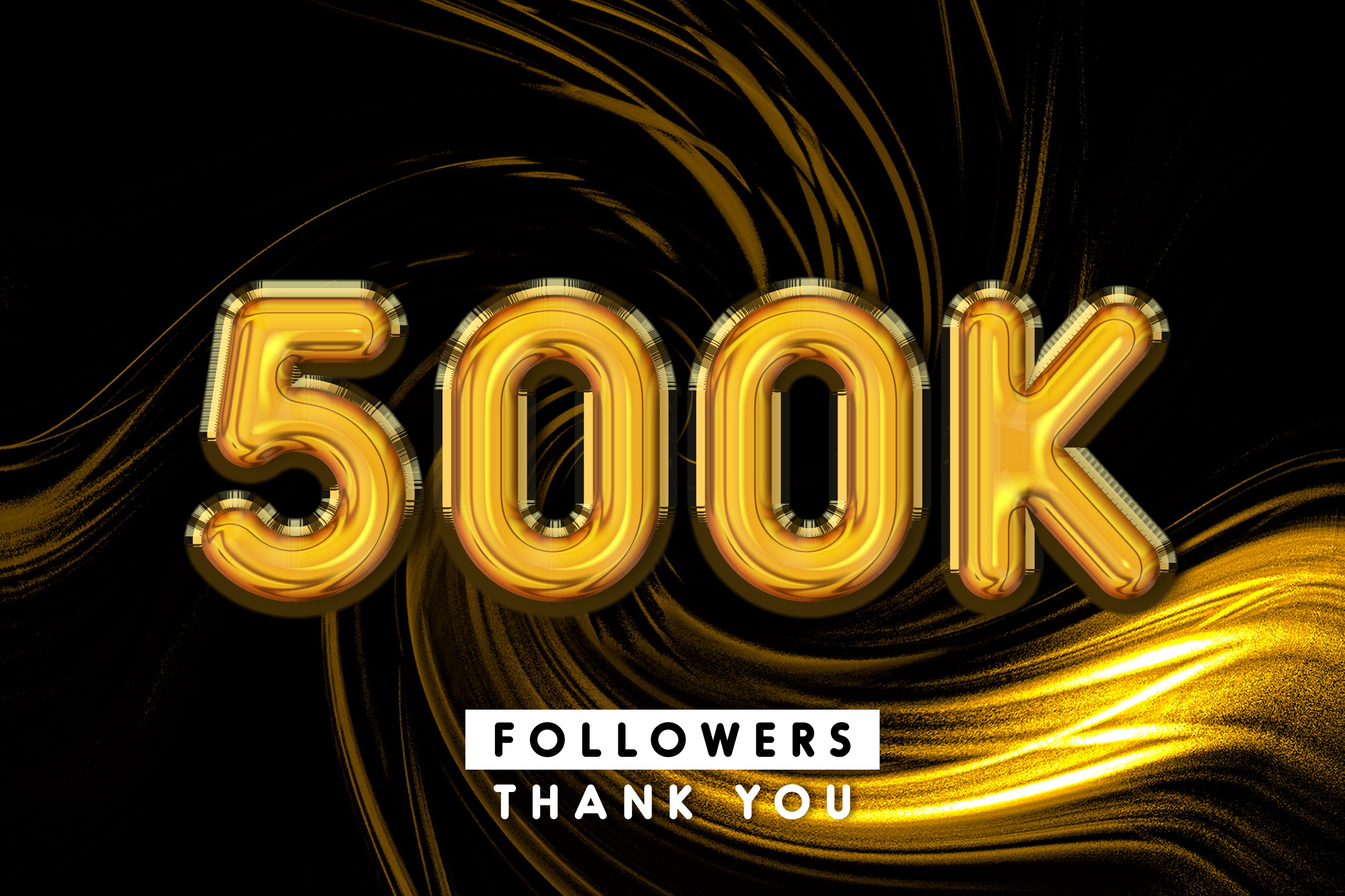 500k followers with numbers 3d balloons celebration design