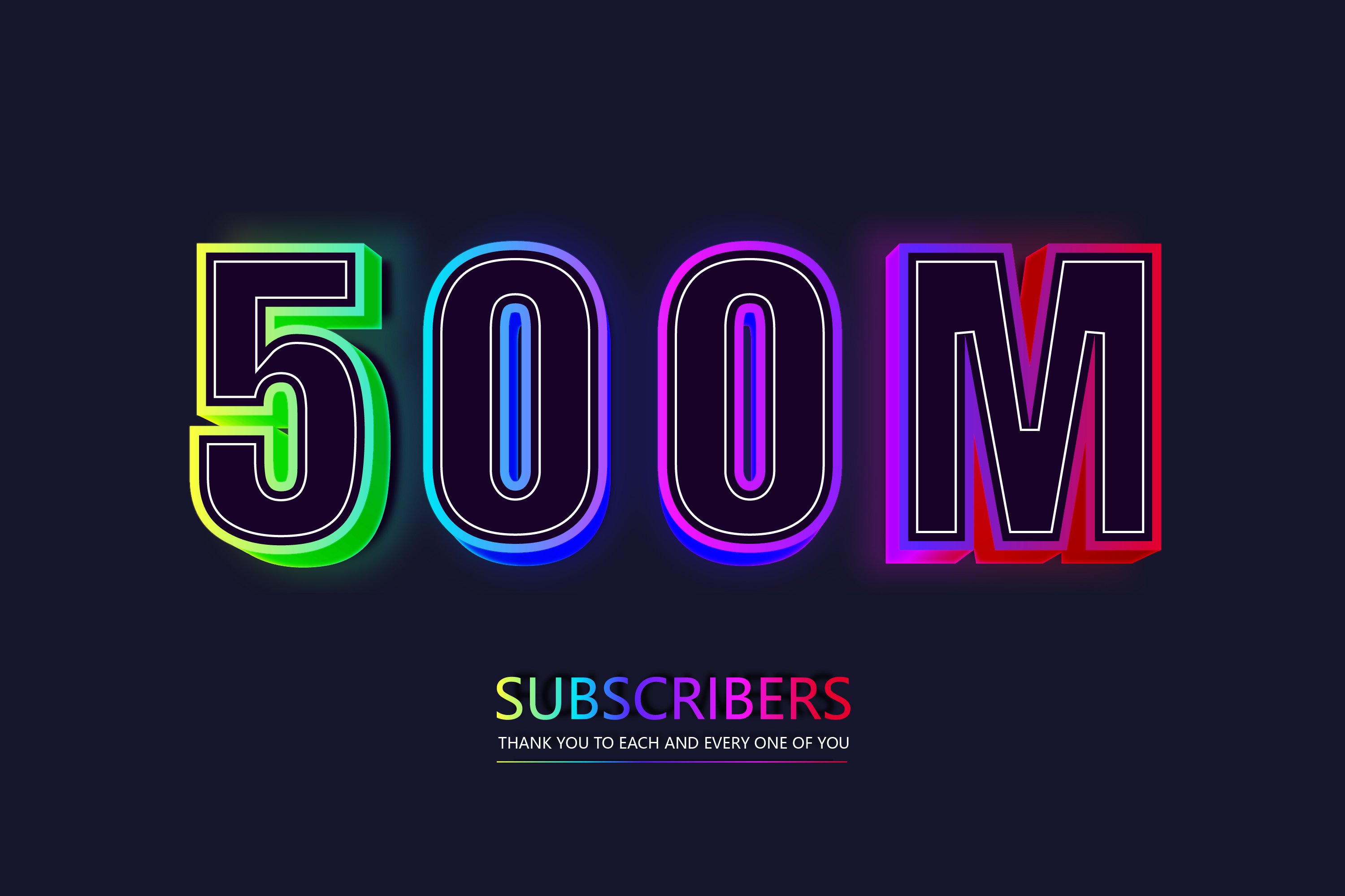 500M subscribers celebration template Neon Sign Text Effect