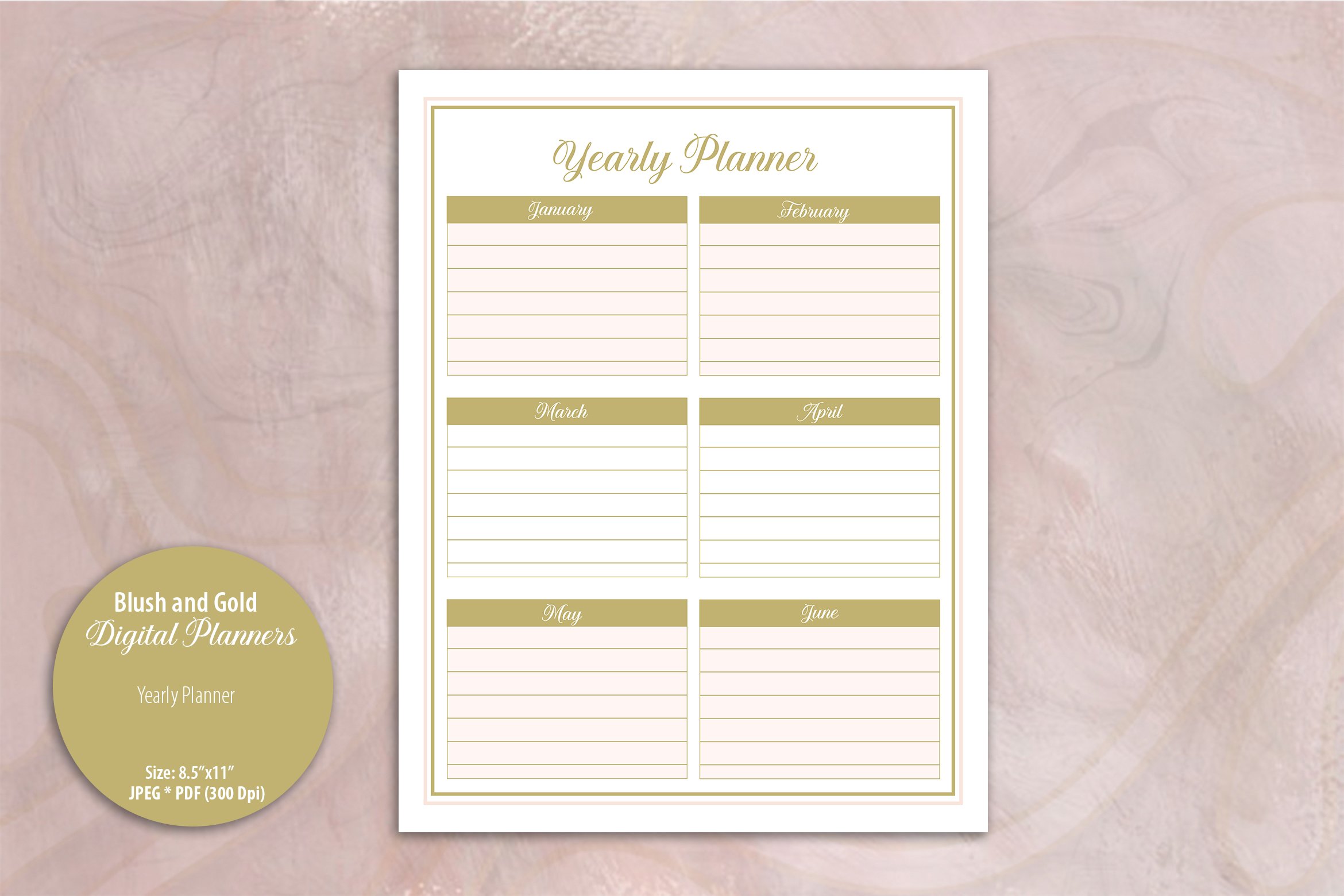 Blush and Gold Digital Planner