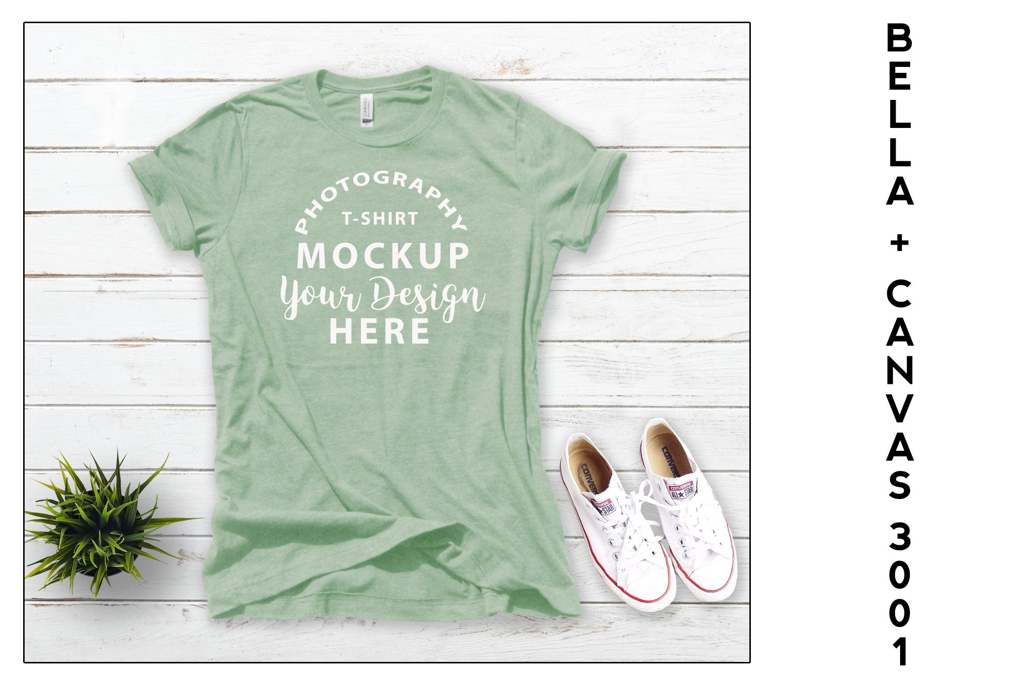 Download Bella Canvas 3001 T-shirt mock-up Heather Prism Mint ...