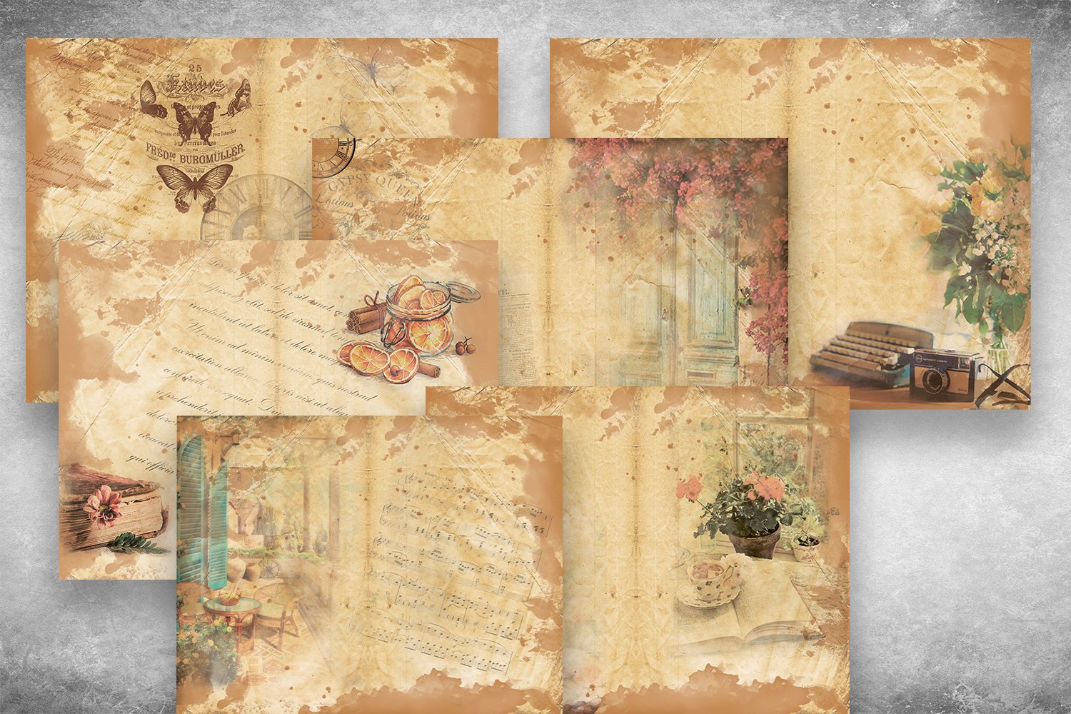 Digital Scrapbook Kit, Junk Journal Printable, (1078745)