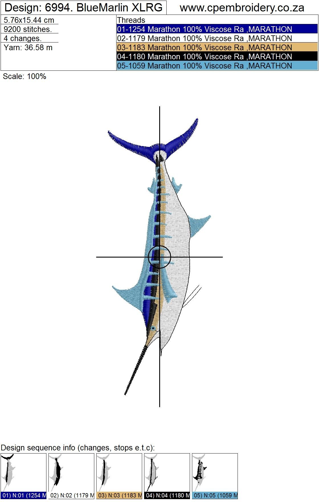 Blue Marlin Fish Machine Embroidery Design (98621) | Embroidery