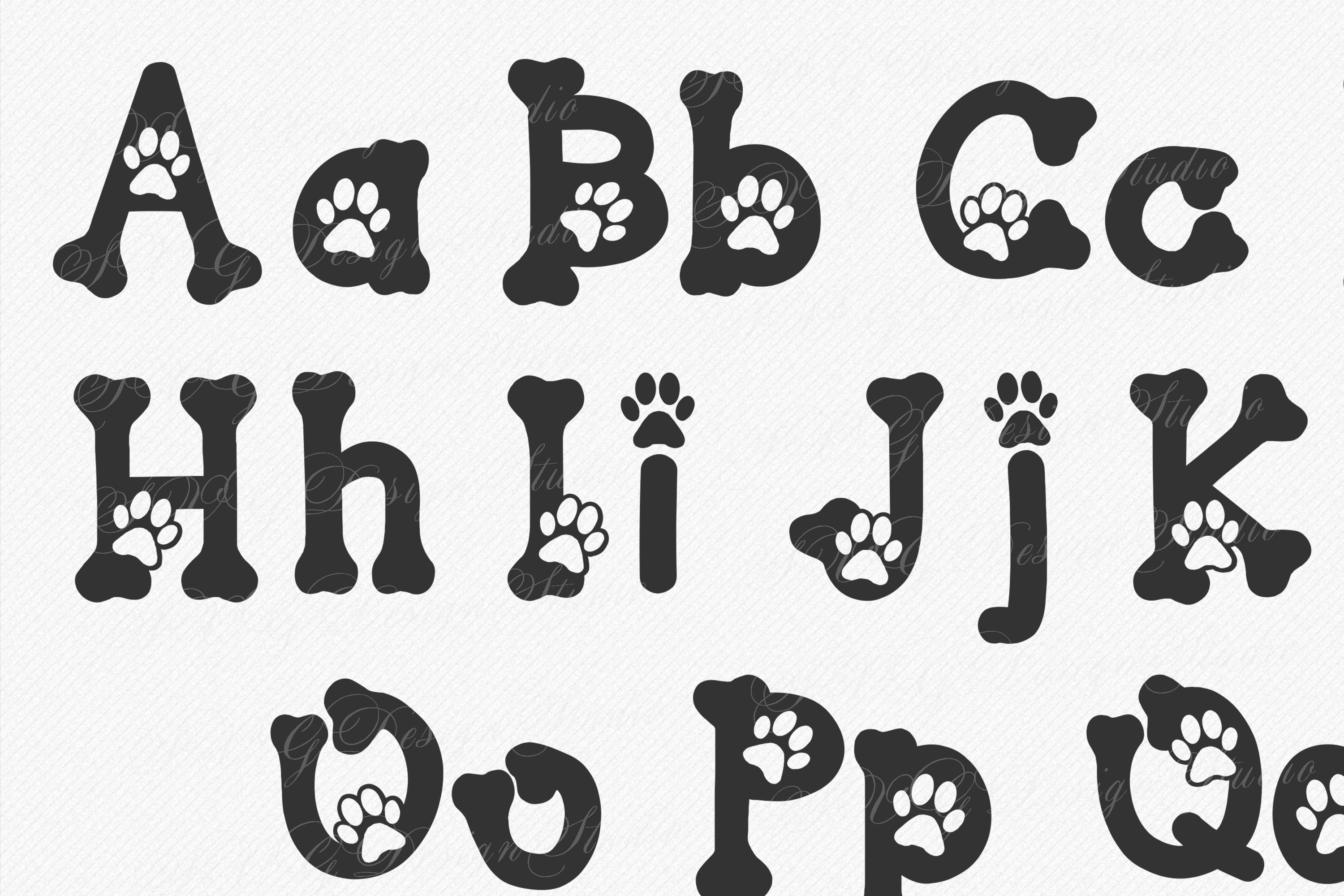 Lucky Paw Font Pet Paw Font Bones And Paw Letters 734775 Themed