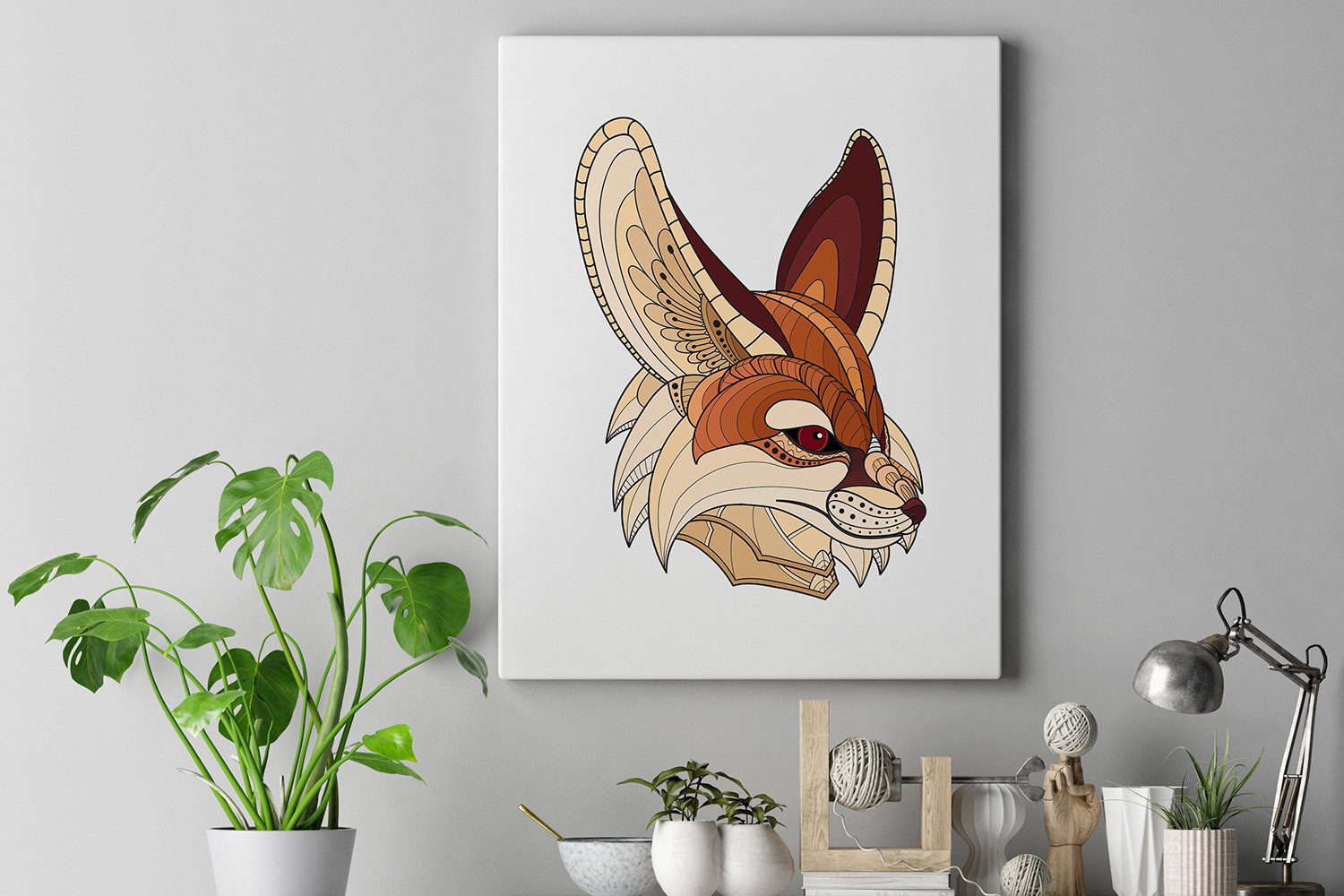ZENTANGLE STYLIZED FENNEC FOX HEAD (193139) Illustrations Design