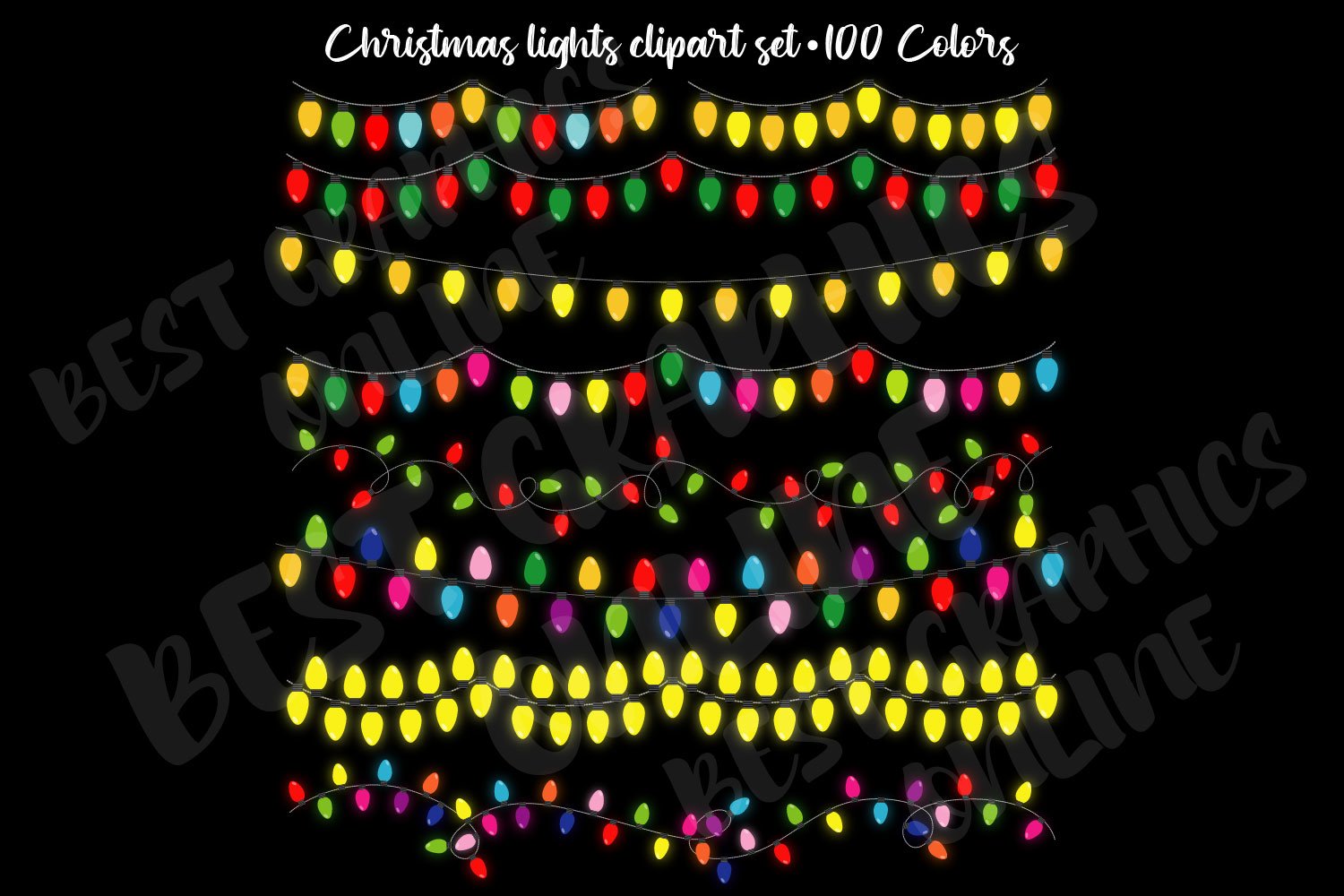 Download Christmas Lights Clipart String Of Xmas Lights Clip Art Set 829474 Illustrations Design Bundles