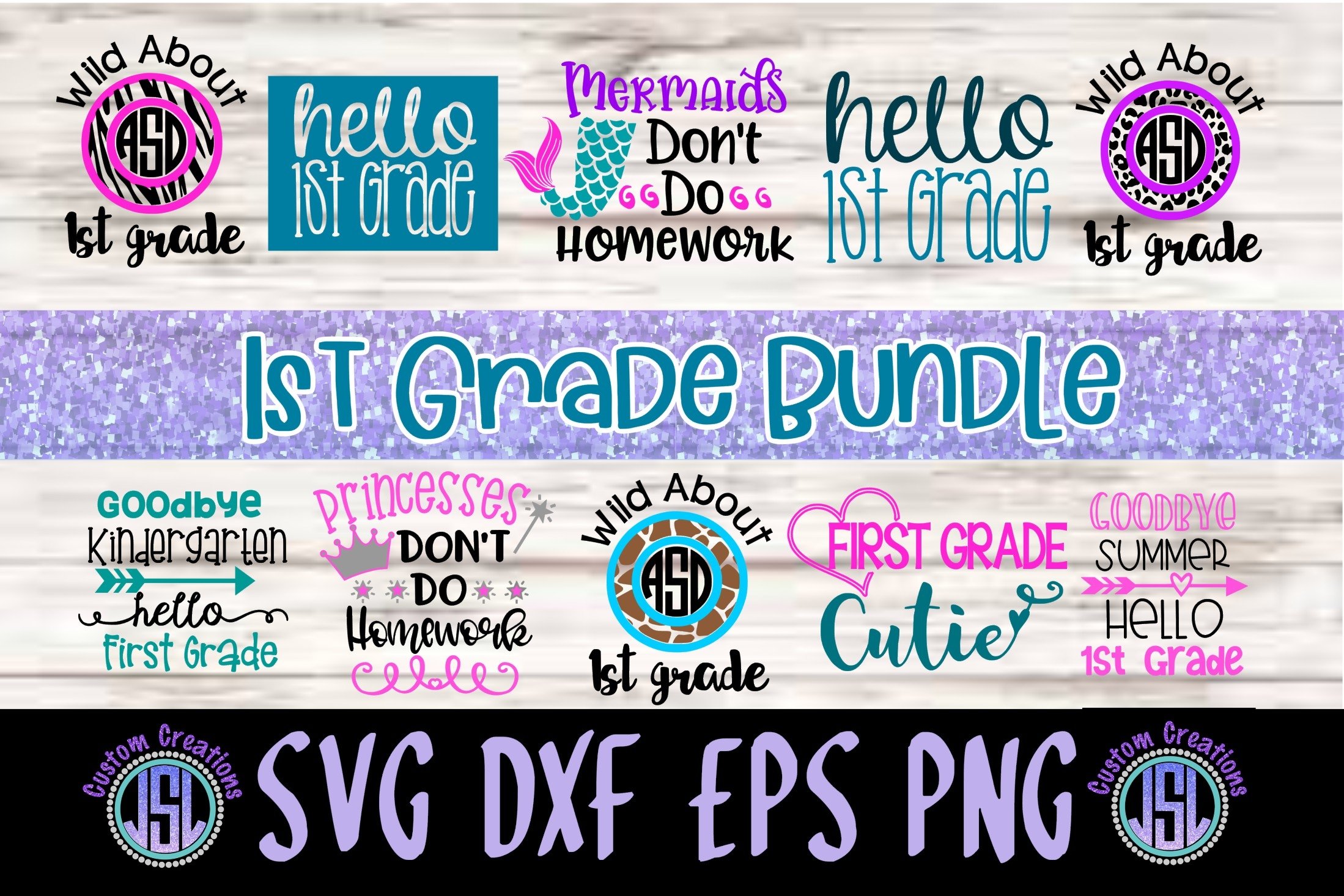 Download 1st Grade Girl School Bundle Set Of 10 Svg Dxf Eps Png 117039 Svgs Design Bundles