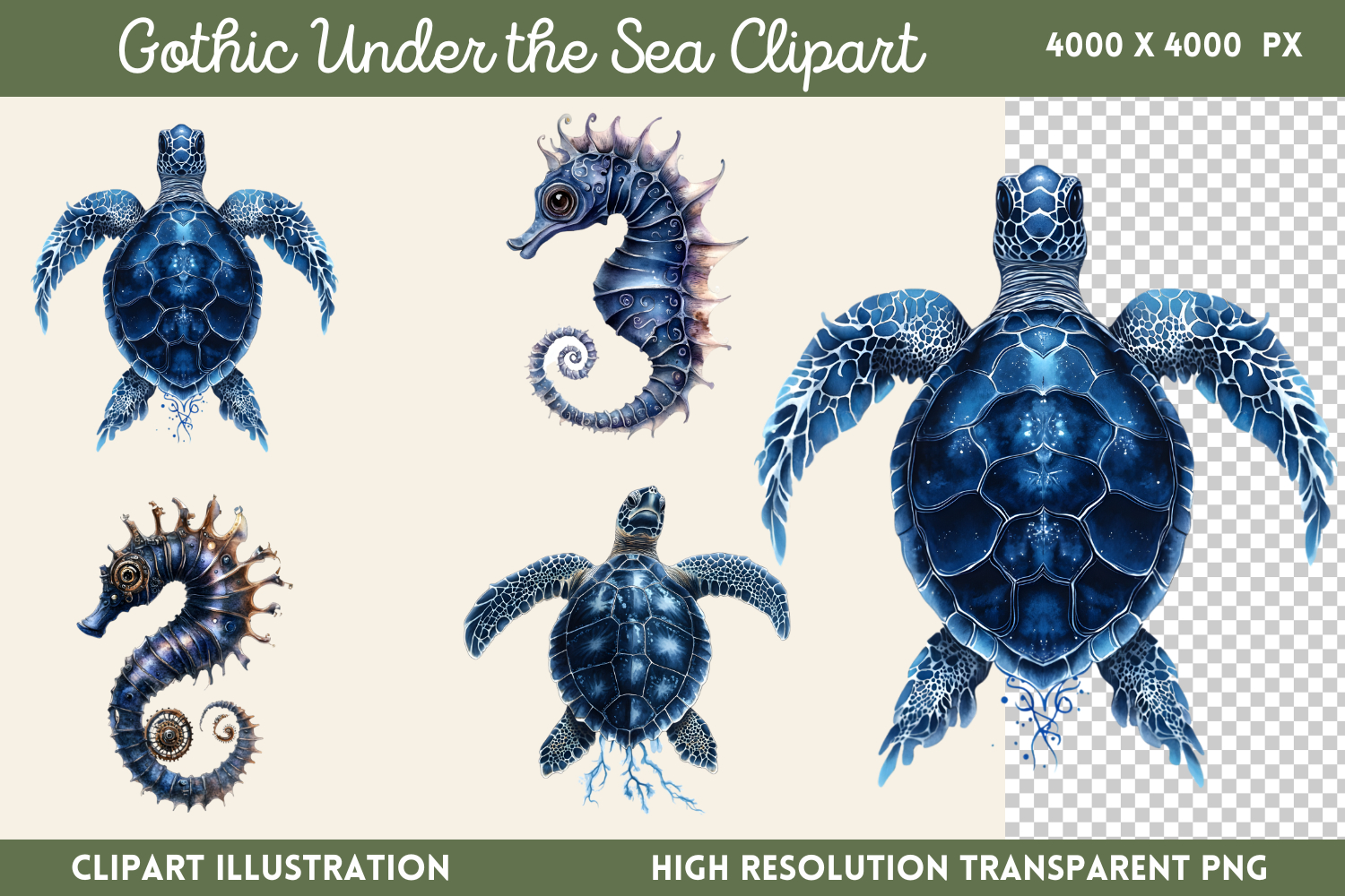 Gothic Under the Sea Clipart PNG (5700257), image size:1500x1000