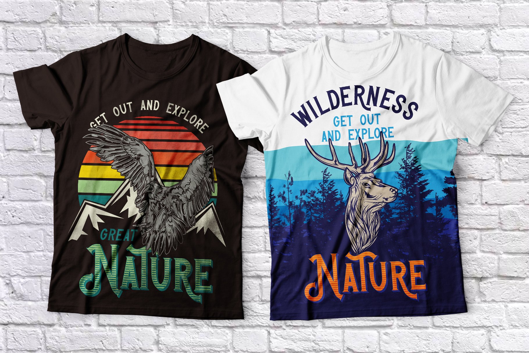 4 Outdoor tshirts (668335) Illustrations Design Bundles