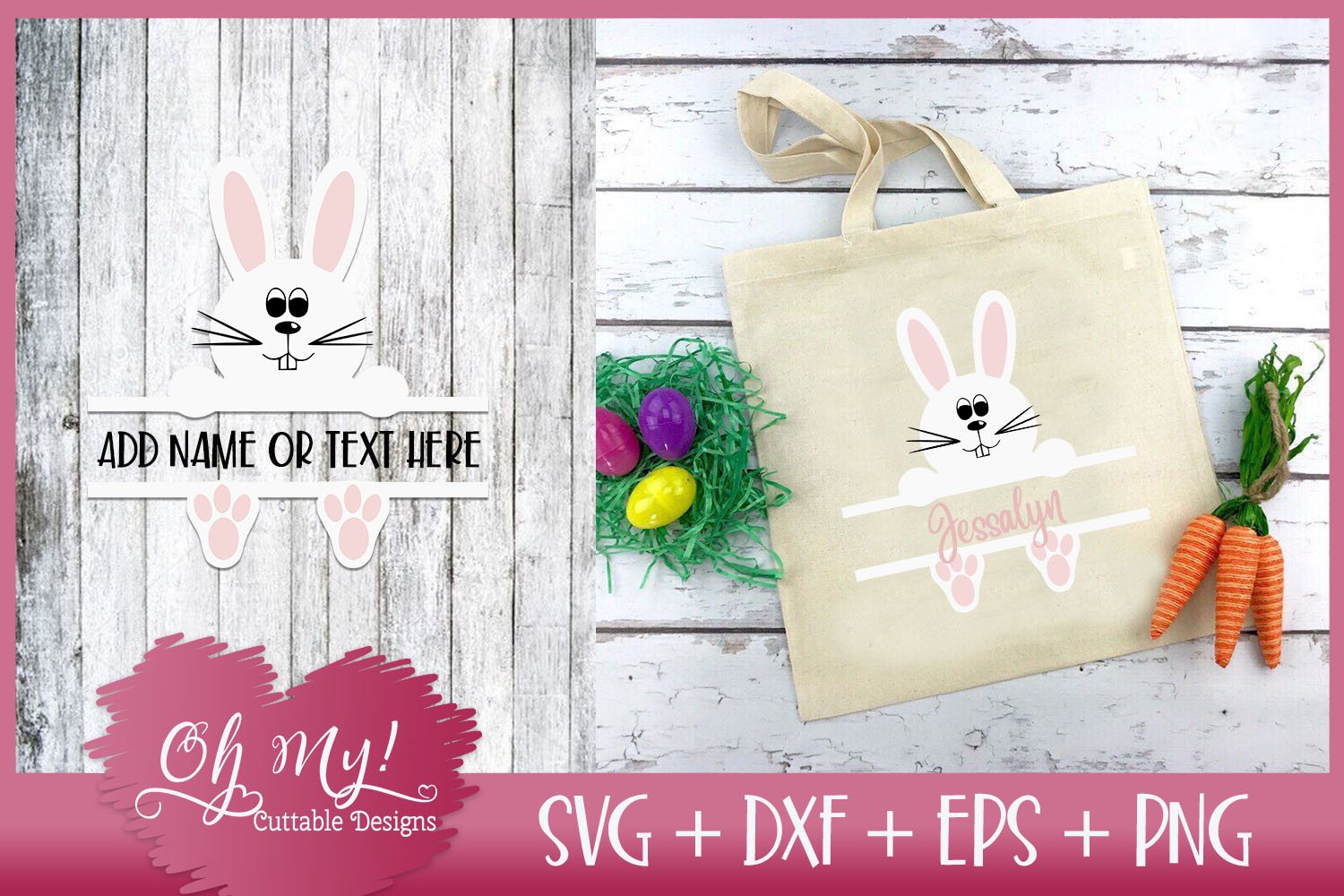 Split Bunny Frame - SVG EPS DXF Cutting File (70695) | SVGs | Design ...