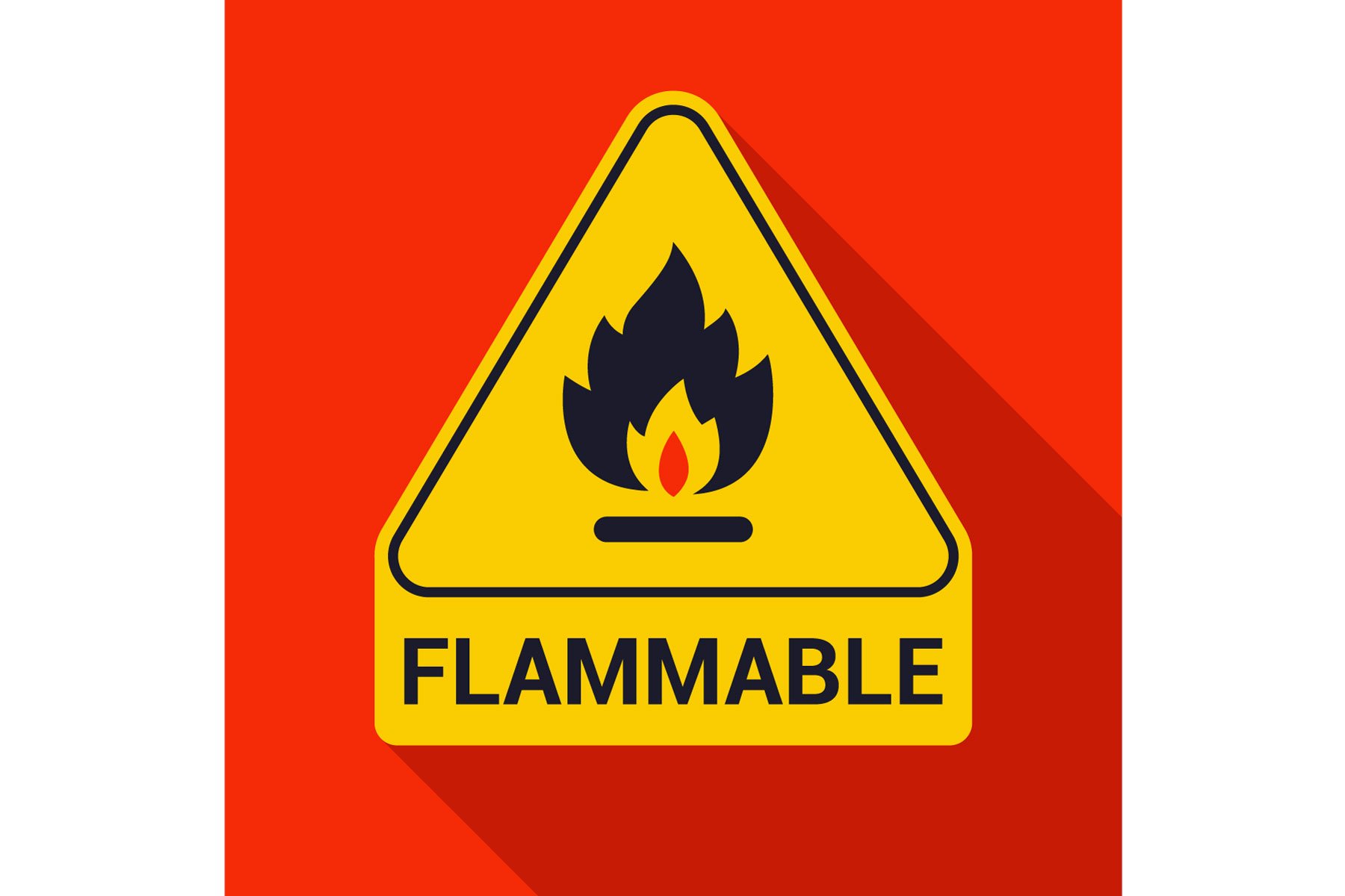 fire icon and inscription flammable., image size:1800x1200
