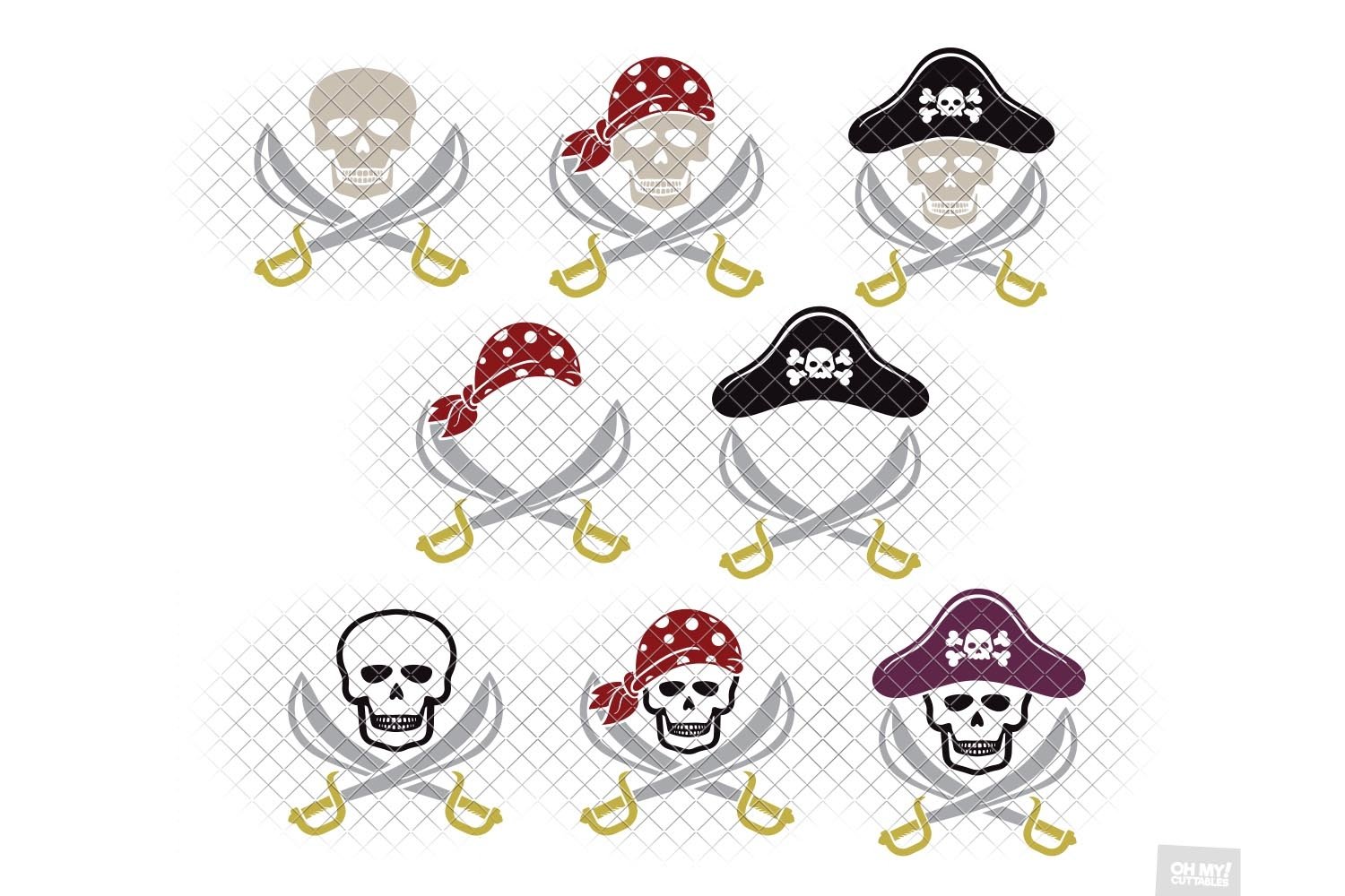 Pirate Skull and Crossbones SVG with DXF, PNG, EPS, JPG (862657) | Cut ...