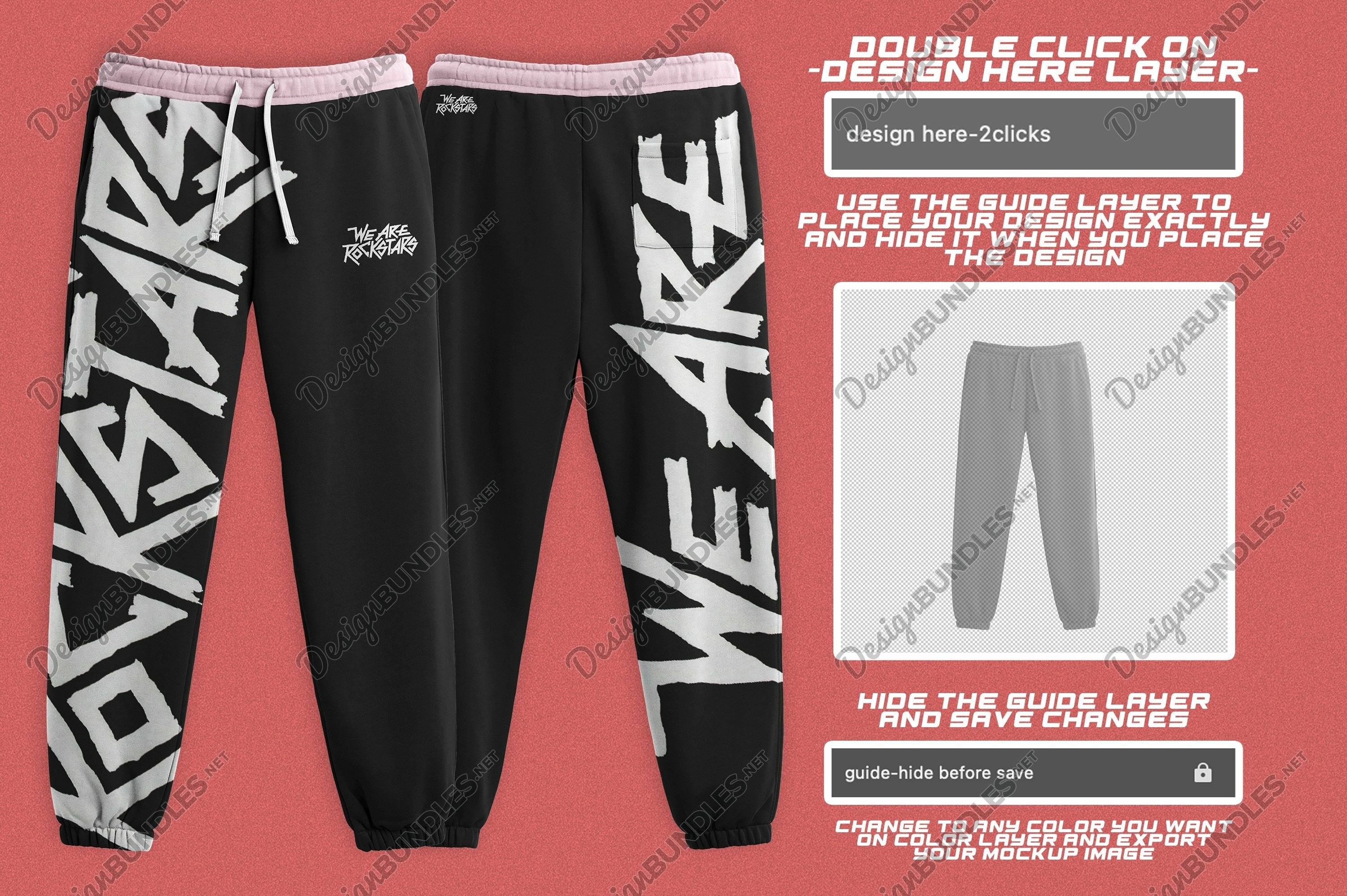 Professional SWEATPANT PSD Mockup Template back and front