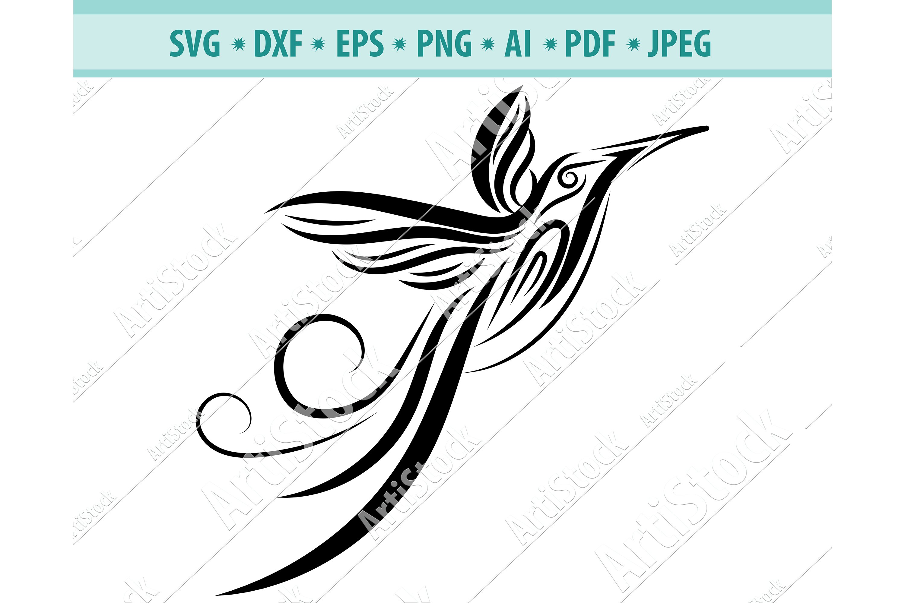 Tribal Hummingbird Silhouette