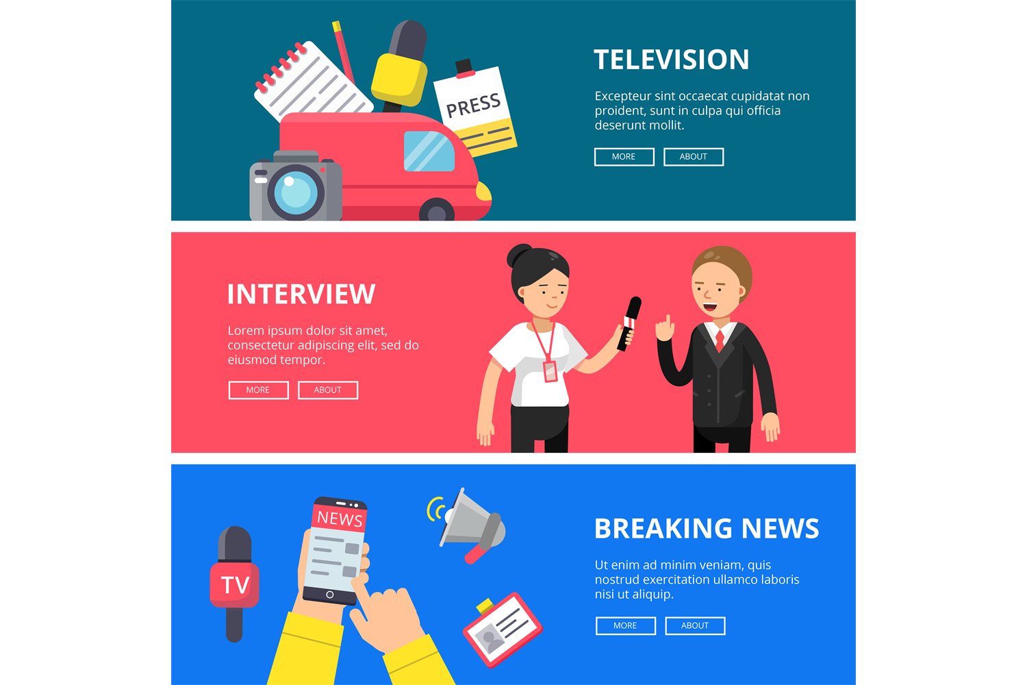Horizontal banners of journalism and broadcasting (826546