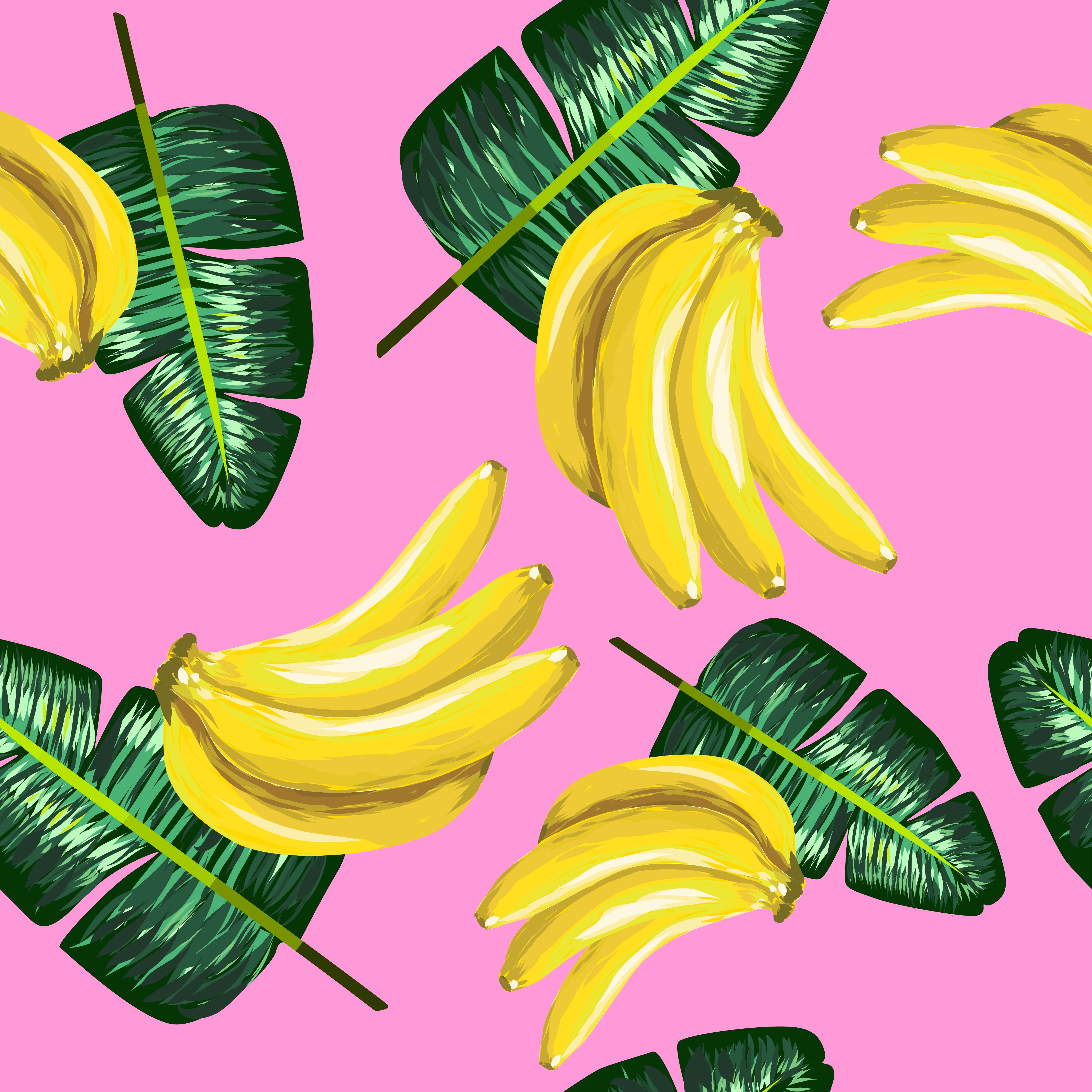 Banana leaves and fruit isolated with four pattern 26510  textures