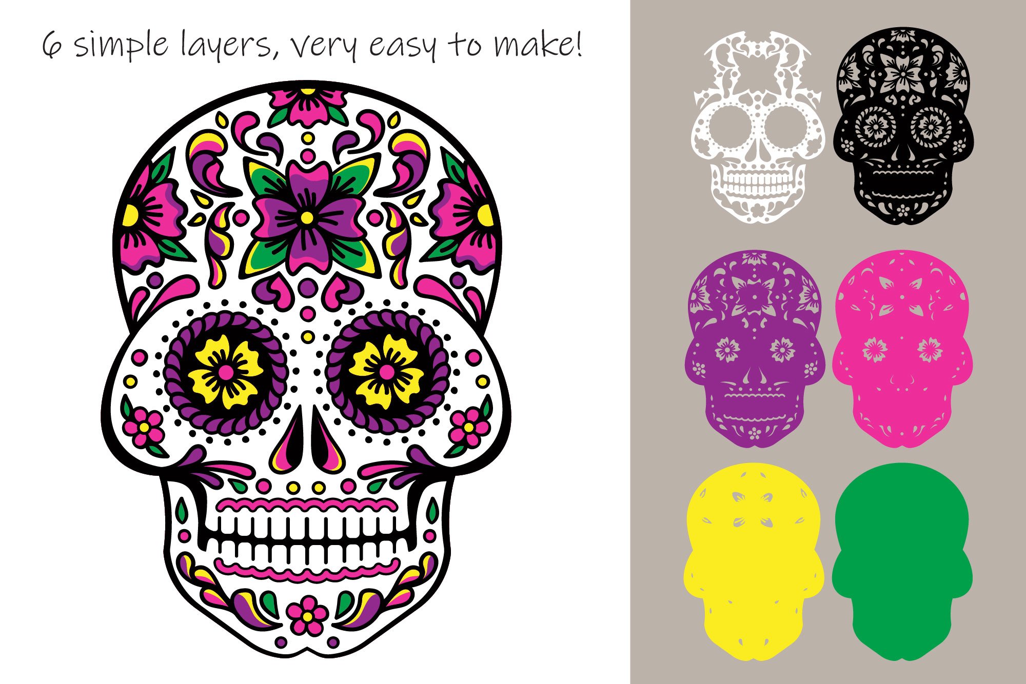 3D Layered Skull svg Papercut svg Mandala 3d day of the Dead (984167