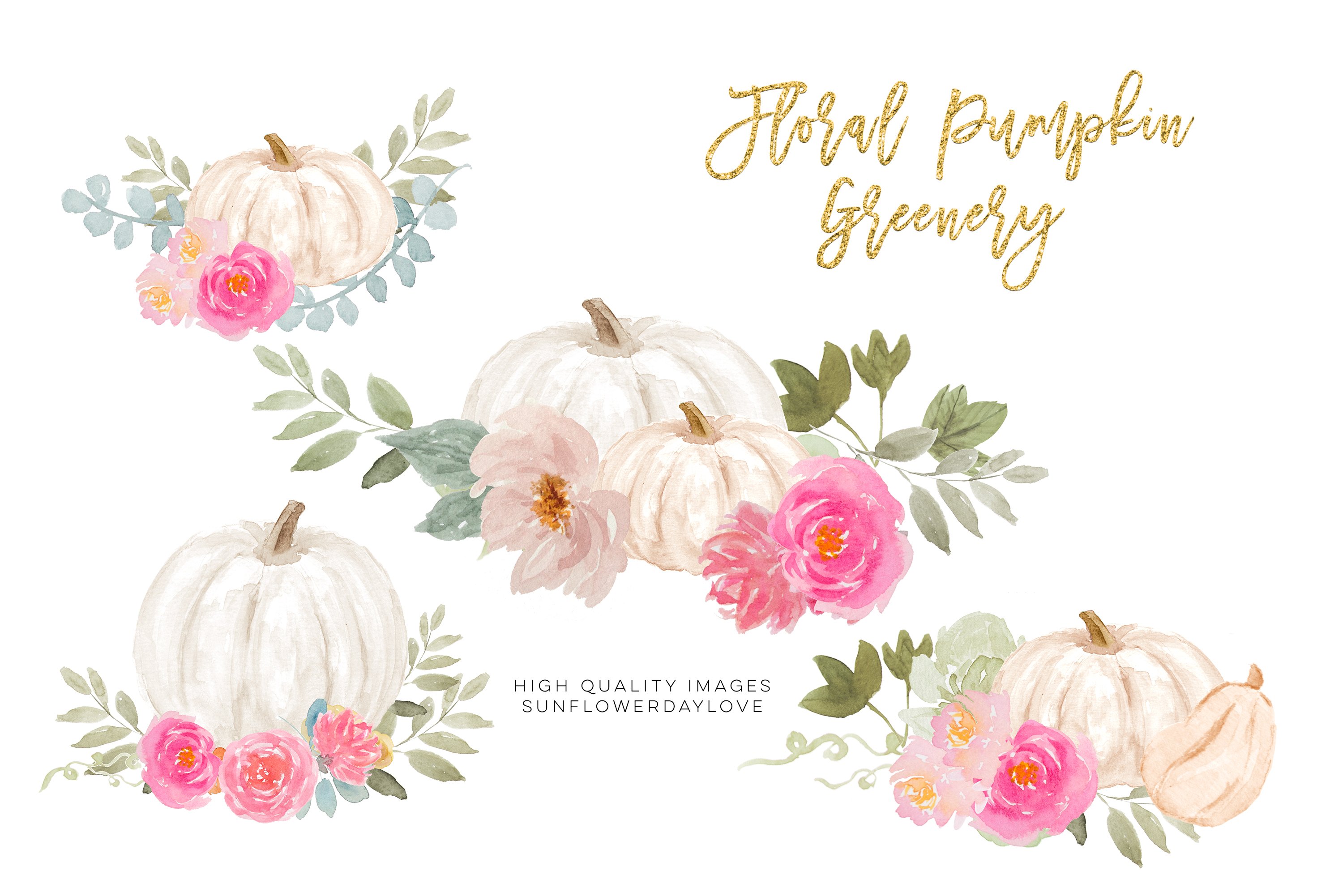 Pink and White Pumpkins Clipart, Autumn Fall PNG Pumpkins (927399 ...