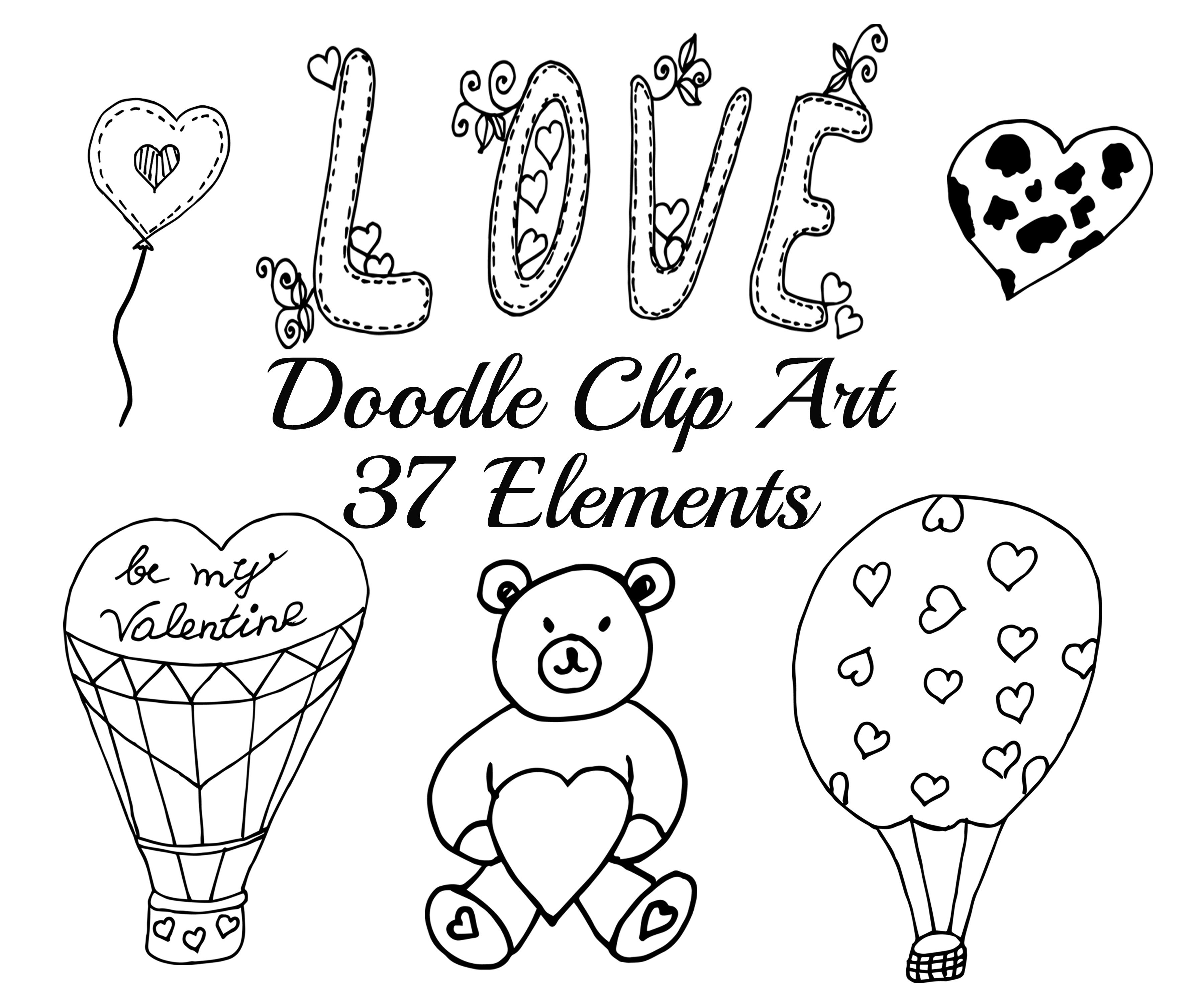 Doodle heart clipar (38190) | Illustrations | Design Bundles