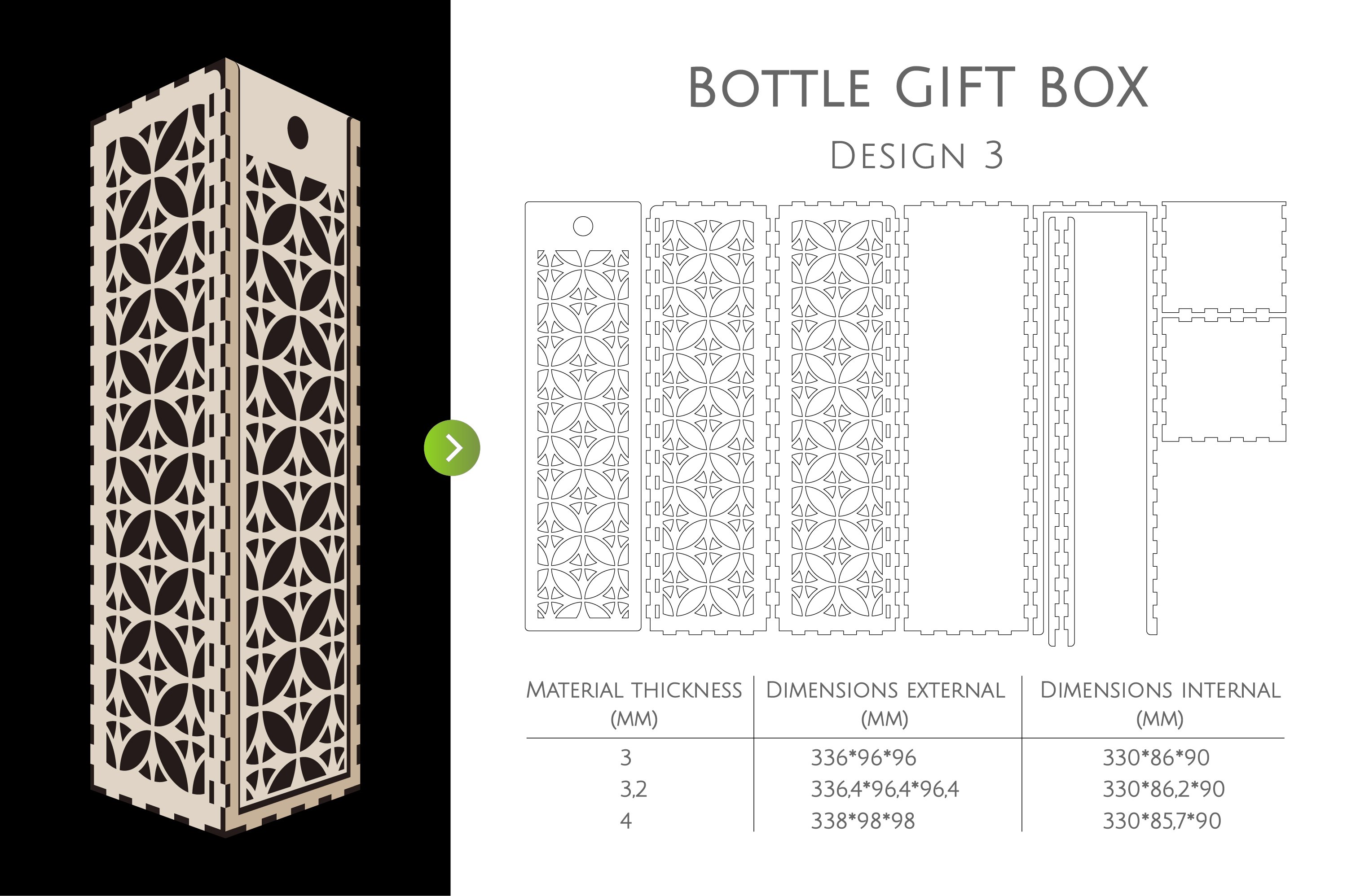 3 Bottle gift box SVG templates, Wine box, Anniversary gift (445835