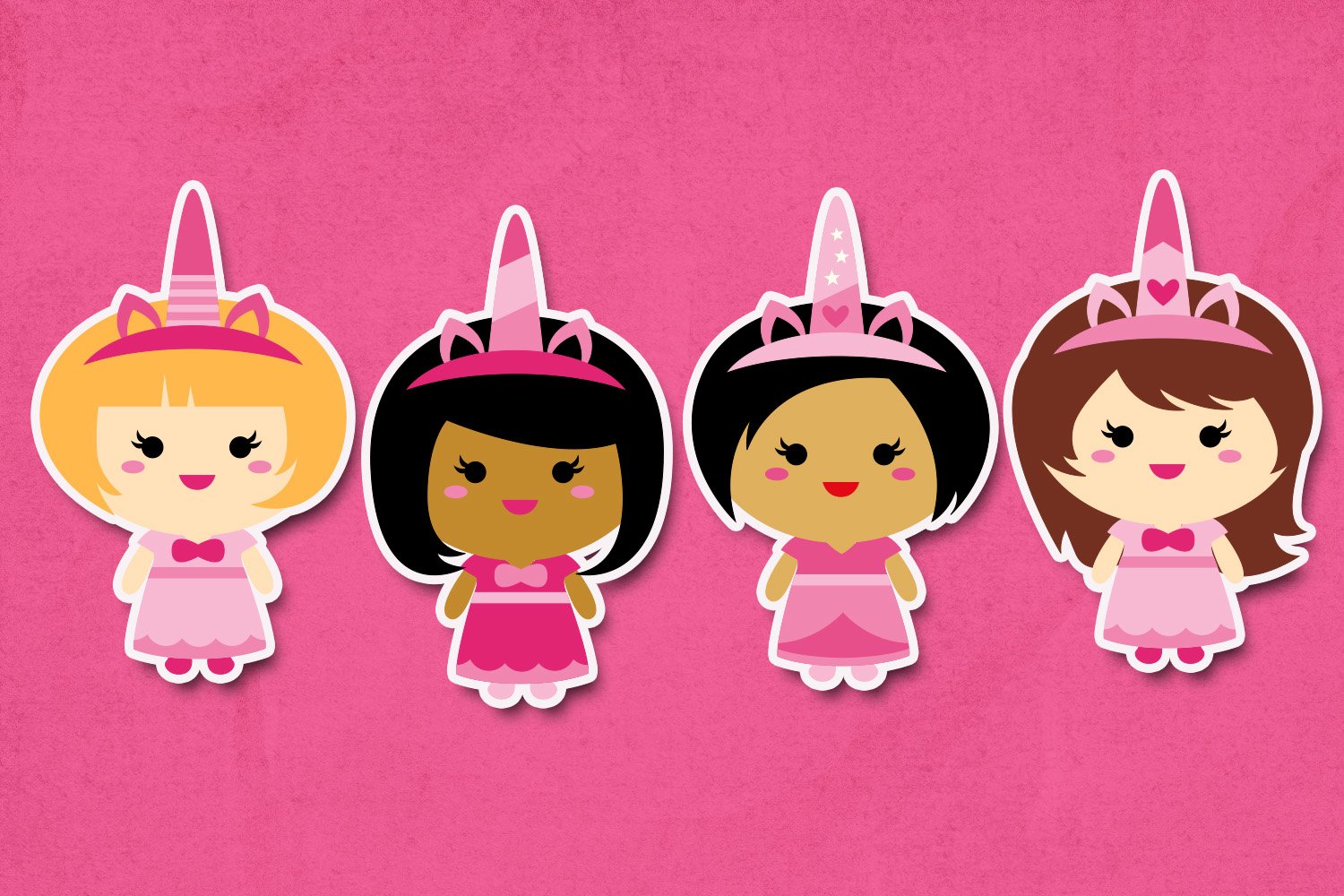 Unicorn girl party illustrations clip art