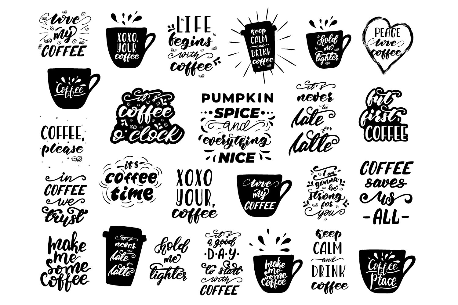 Coffee quotes SVG, Hand lettered coffee clip art, Coffee SVG (958570