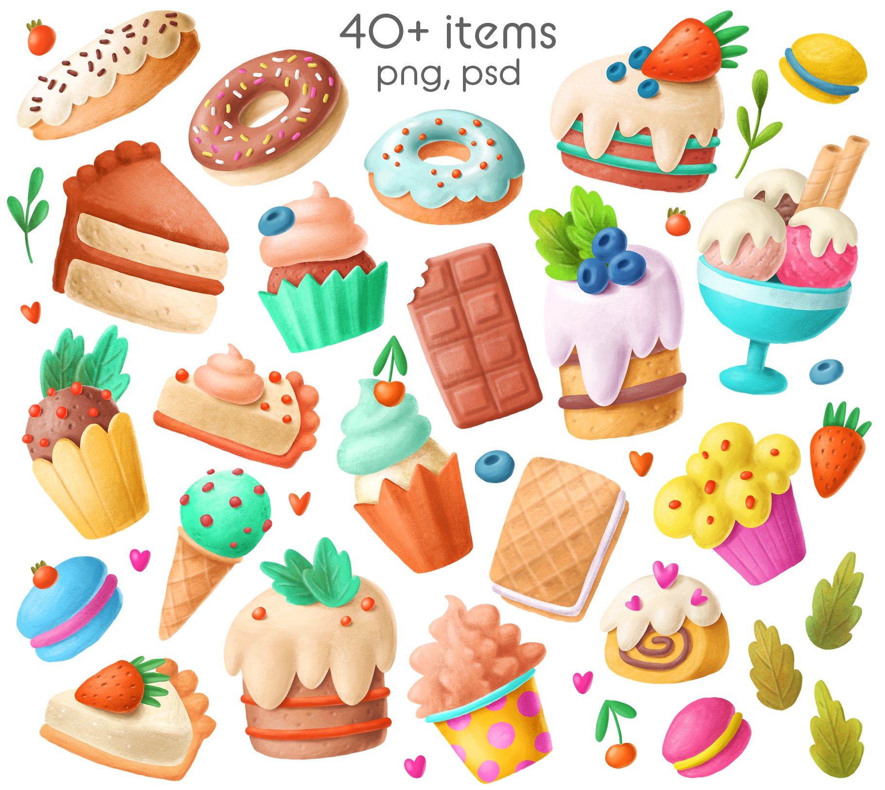 Desserts clipart collection (147819) Illustrations Design Bundles