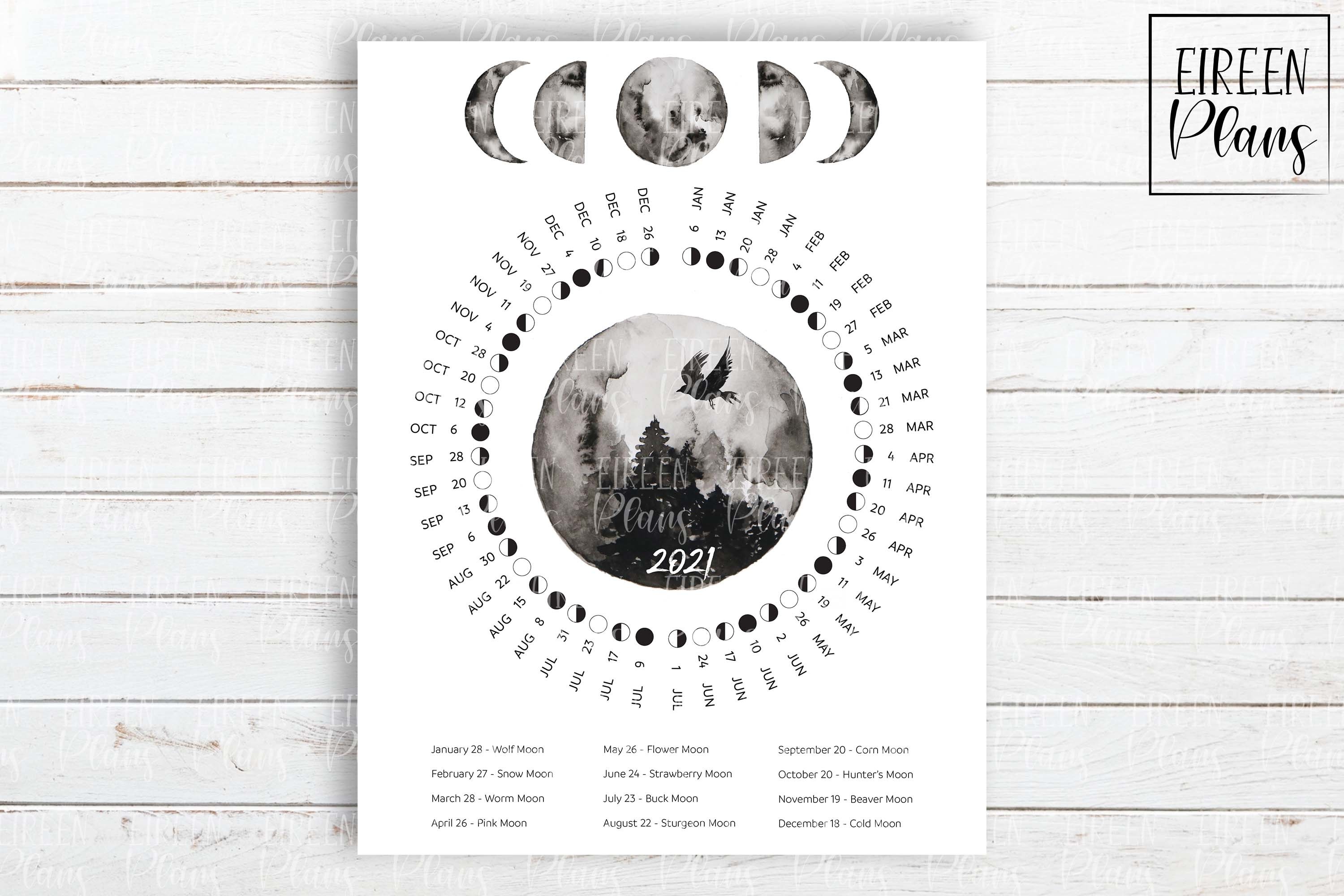 Printable 2021 Moon Phases Calendar With Full Moon Names 236878 