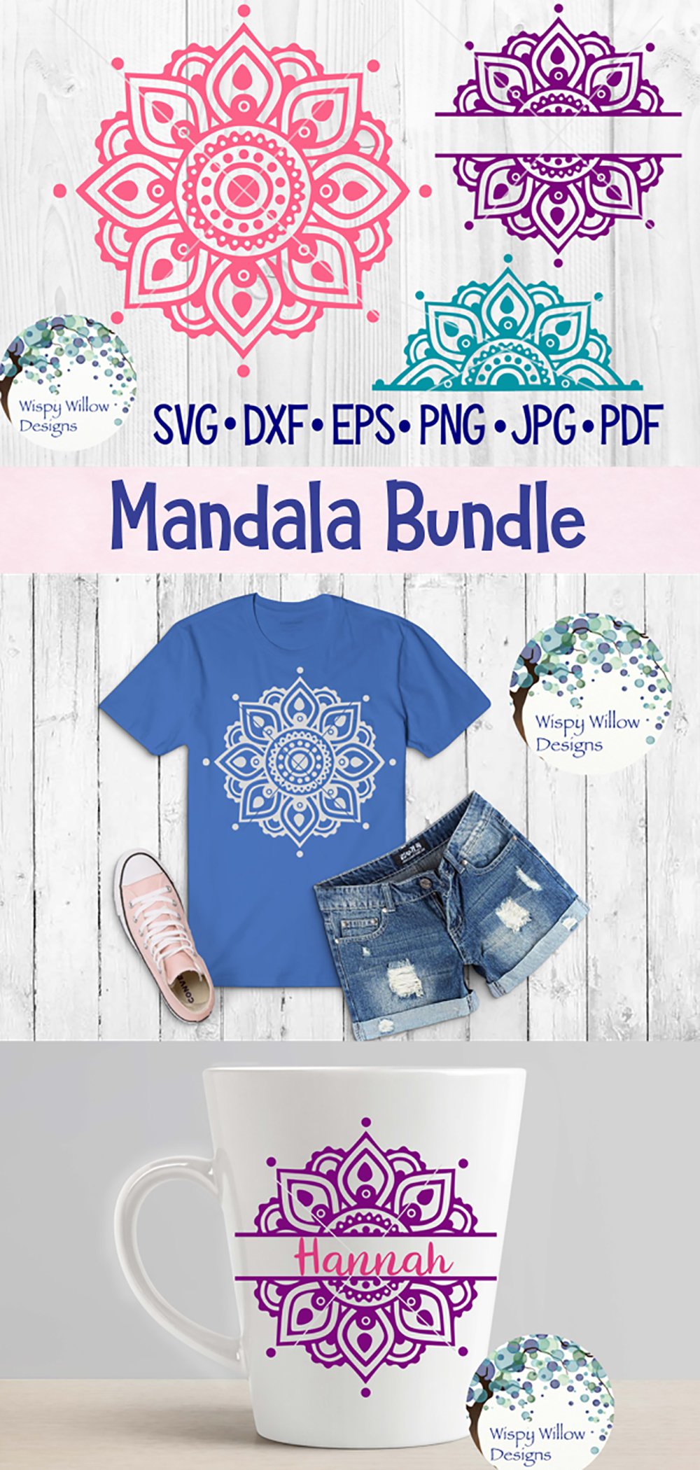 Mandala SVG Bundle Half Mandala Personalized Name Mandala (137607
