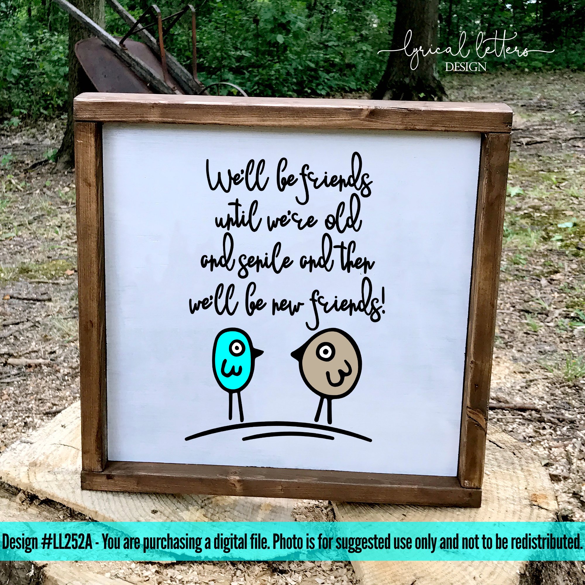 Freundschafts-Geschenk Tasche – „We’ll Be Friends Until We’re Old And Senile“, 100% Baumwollleinen, 23x18 Cm