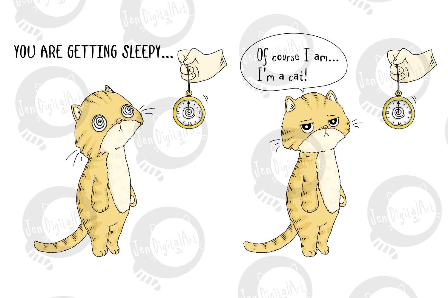 Comic Strip Design - Cat Hypnosis | PNG/JPEG illustration