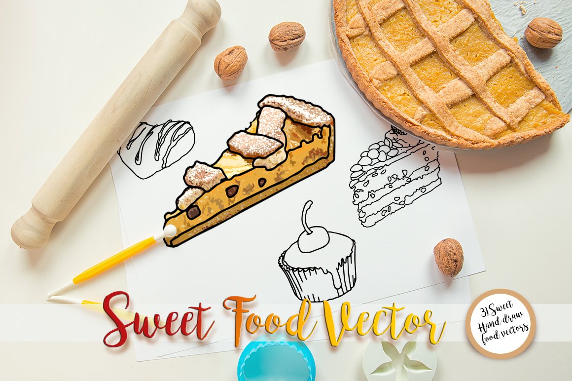 Sweet Food vector (13846) | Illustrations | Design Bundles