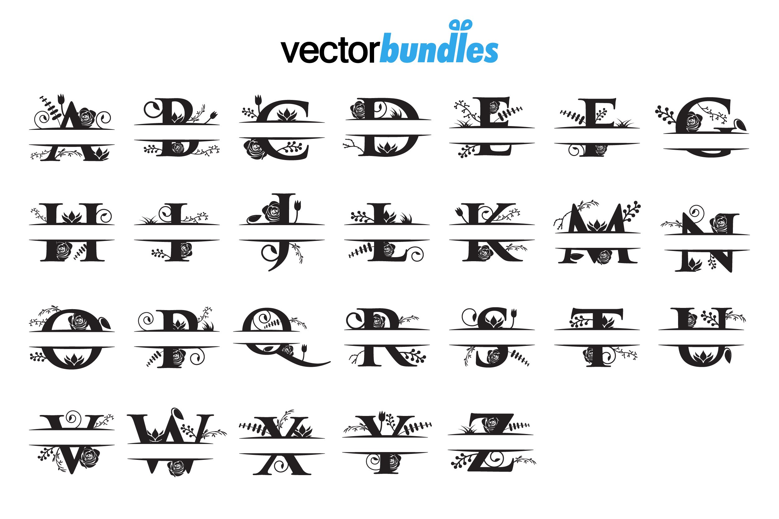 Decorative Split Letter Svg, Monogram Cut File Svg (304738) SVGs