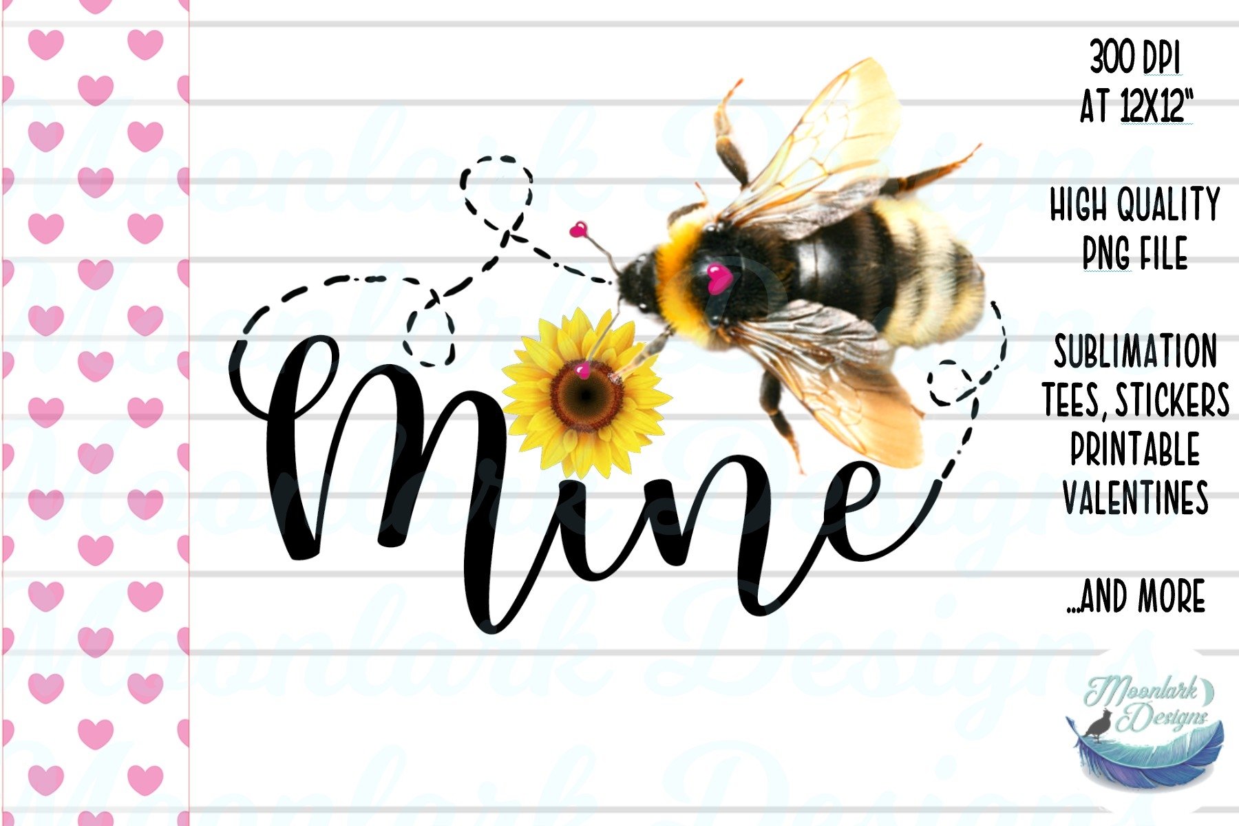 Bee Mine with Sunflower| PNG 
