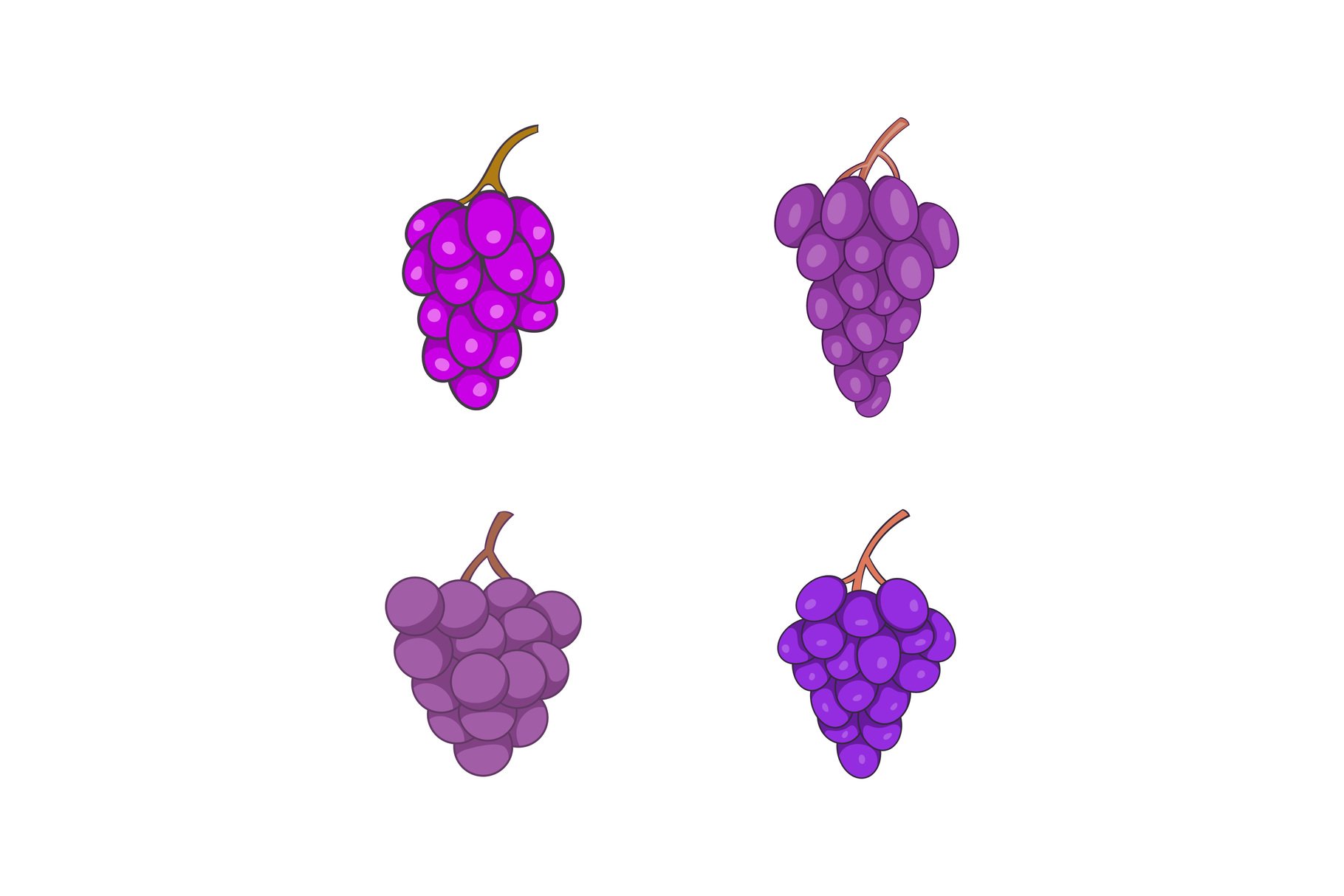 Grapes icon set, cartoon style (373832) Icons Design Bundles