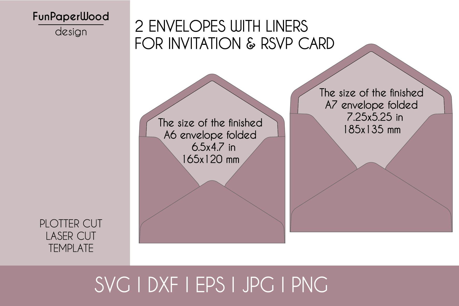 2 A7 Invitation Envelopes SVG Cricut DXF EPS, image size:1773x1182