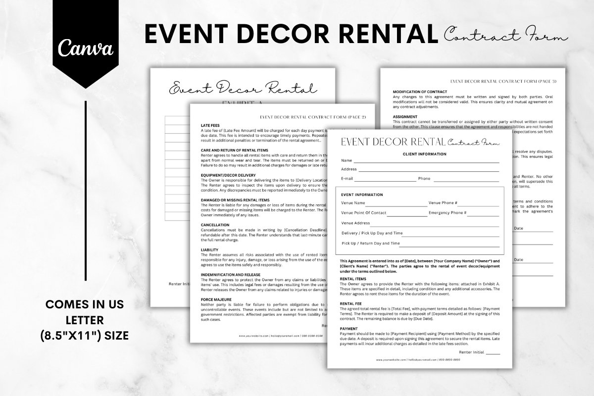 Event Decor/Equipment Rental Contract Form - (3299138), image size:1200x800