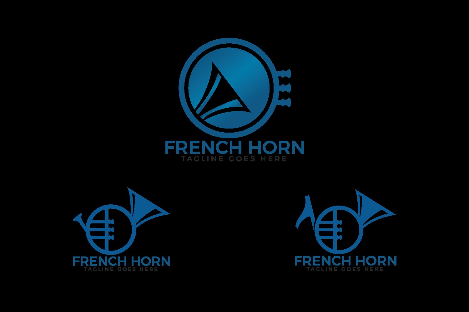 French Horn logo set. Musical Instrument sign and symbol. (174502