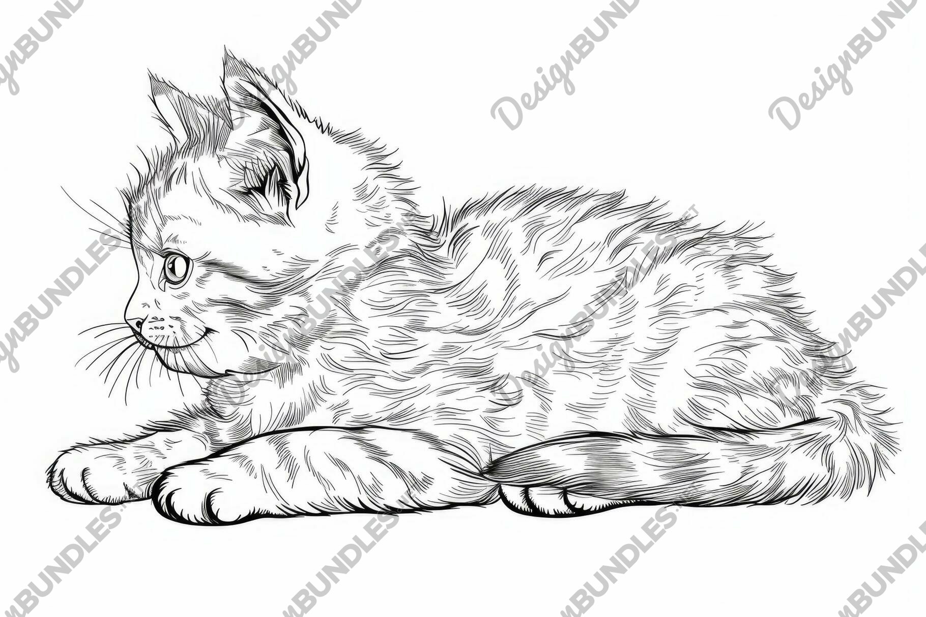 Christmas kitten in Santa stocking hat hand drawn vector llustration realistic  sketch Stock Vector | Adobe Stock, image size:1820x1214