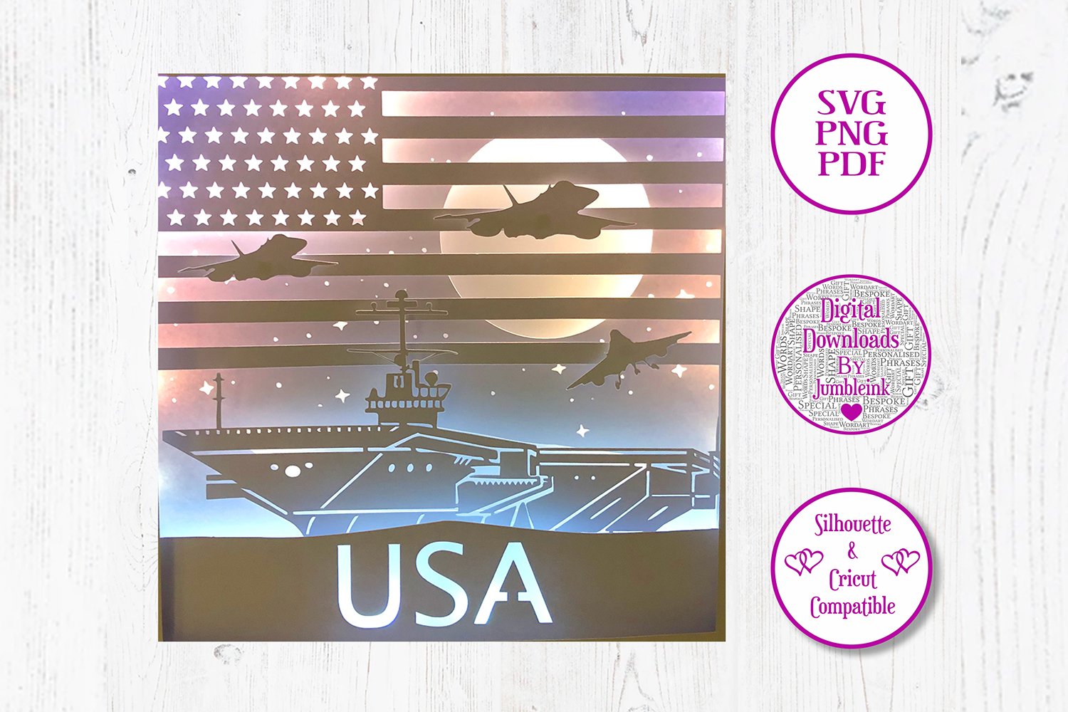 Aircraft Carrier - 3D Paper Cut Template Light Box