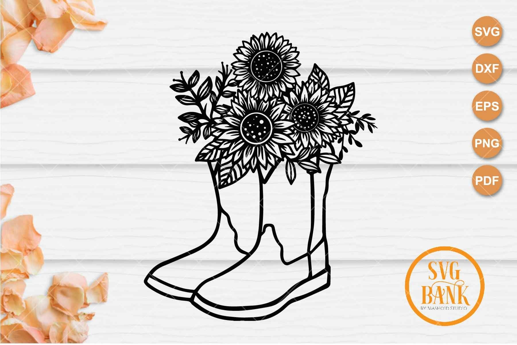 Download Cowboy Boots Sunflower Svg 1273835 Cut Files Design Bundles