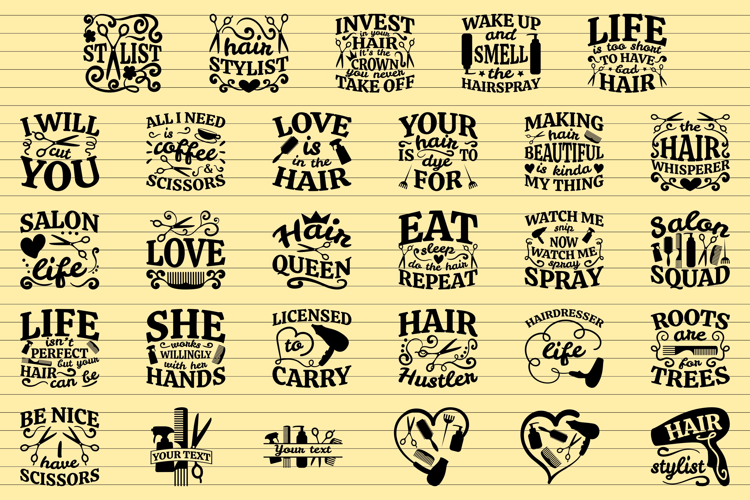 Hairdresser SVG Bundle, Hairstylist SVG files for Cricut, image size:3000x2000