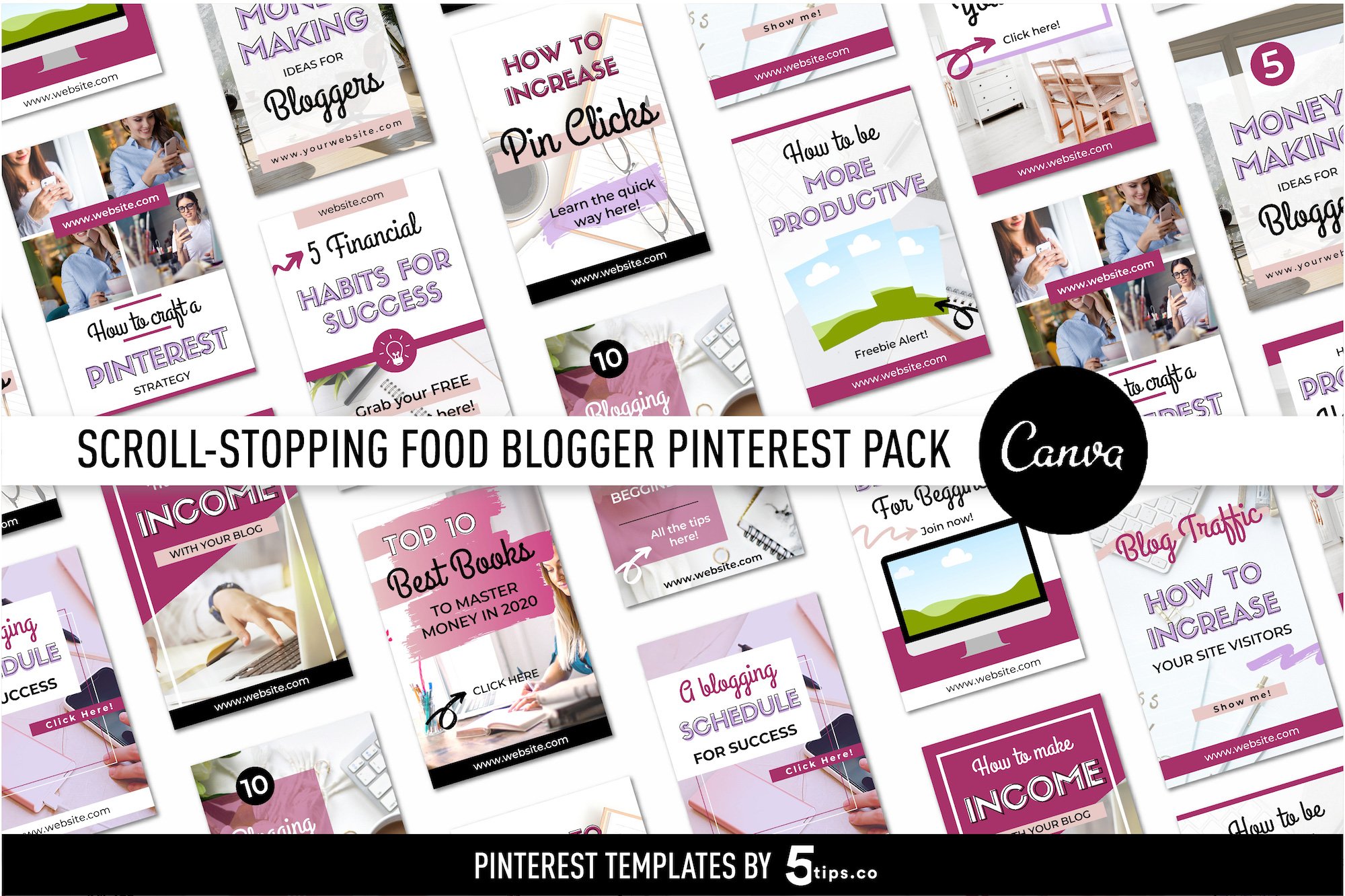 Click-Worthy Blogger Pinterest Pin Pack | Canva (819343) | Canva ...