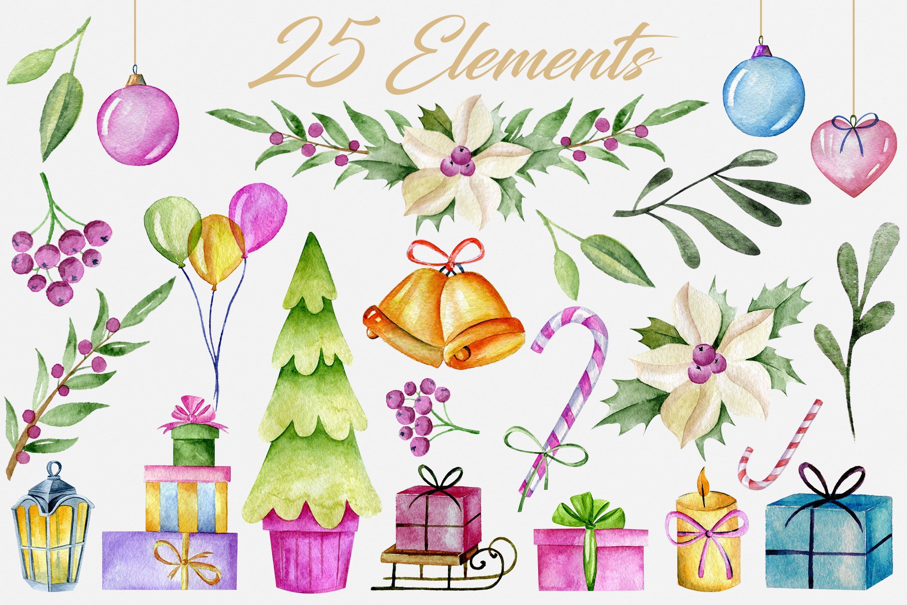 Christmas Elements (156051) | Illustrations | Design Bundles