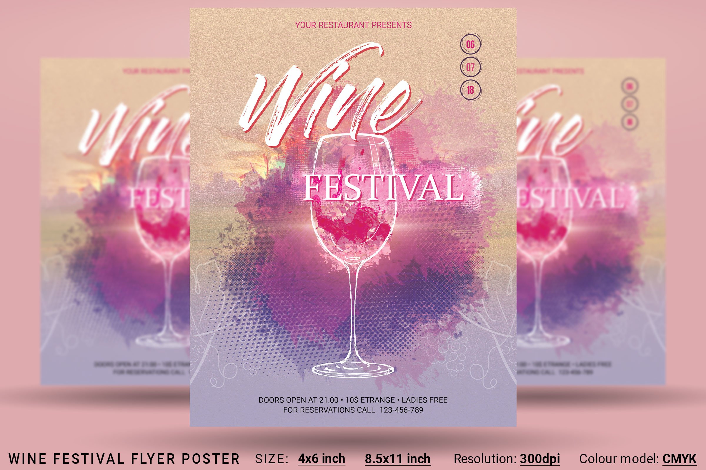 Wine Festival Flyer Poster (115382) Flyers Design Bundles