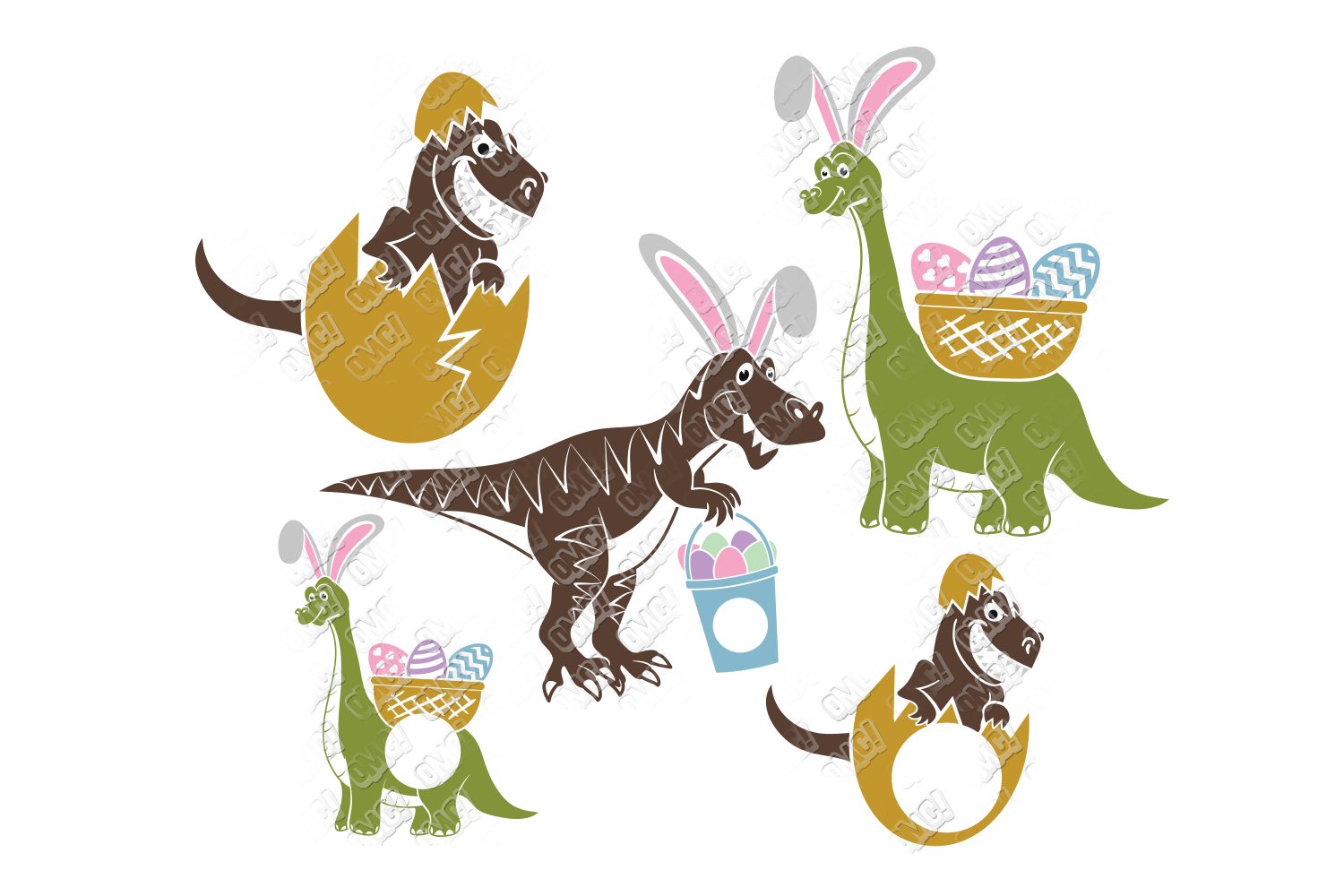 Download Dinosaur Easter SVG Basket in SVG, DXF, PNG, EPS, JPEG (234781) | Cut Files | Design Bundles
