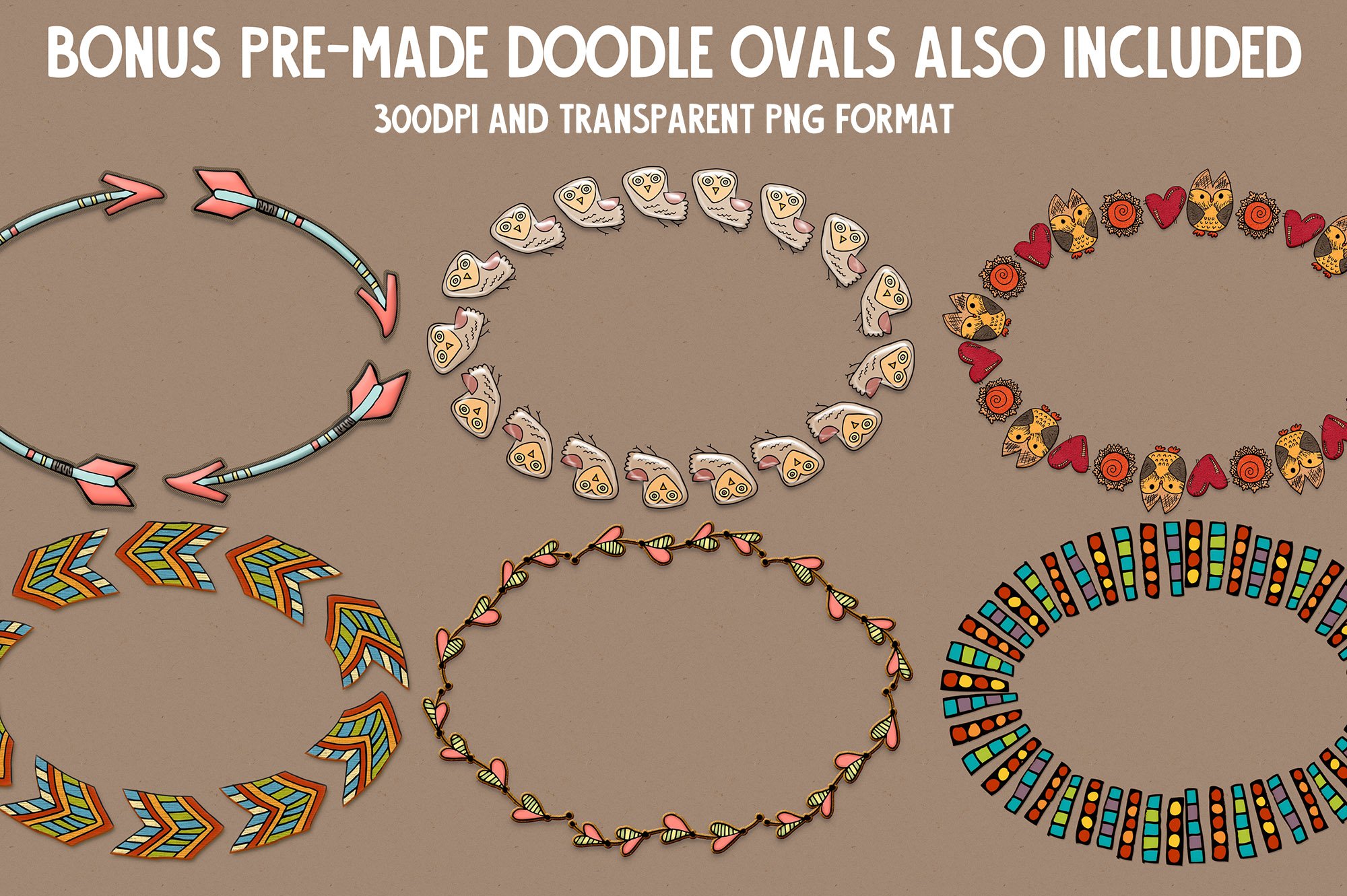 Doodle Oval Brushes (515927) Add ons Design Bundles