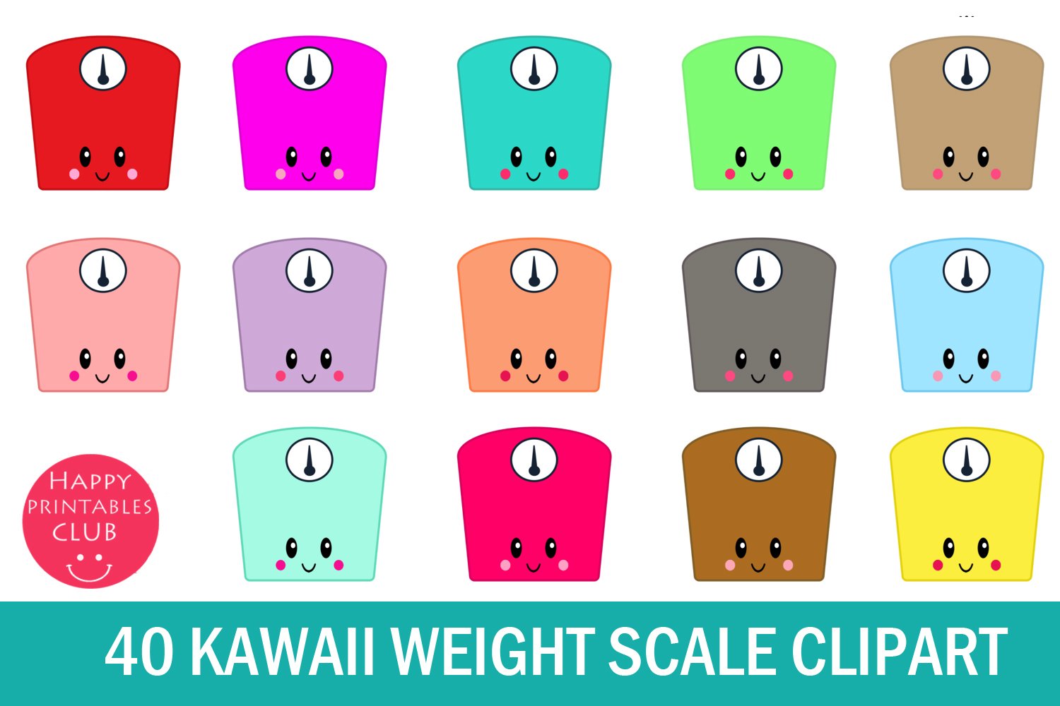 40 Kawaii Weight Scale Clipart I Weighing Scale Clipart, image size:1500x1000