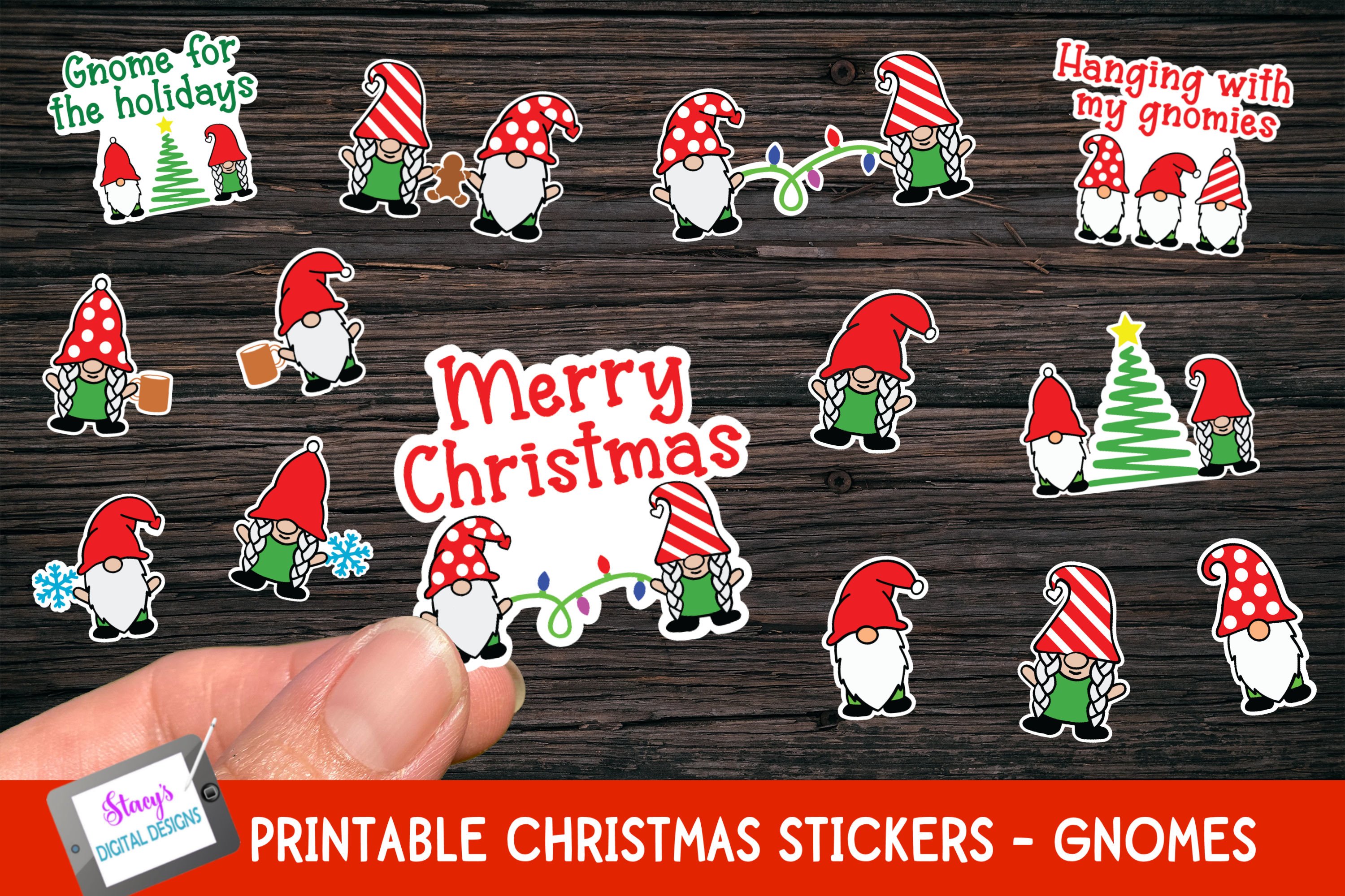 Gnome Christmas Stickers 14 Print And Cut Stickers