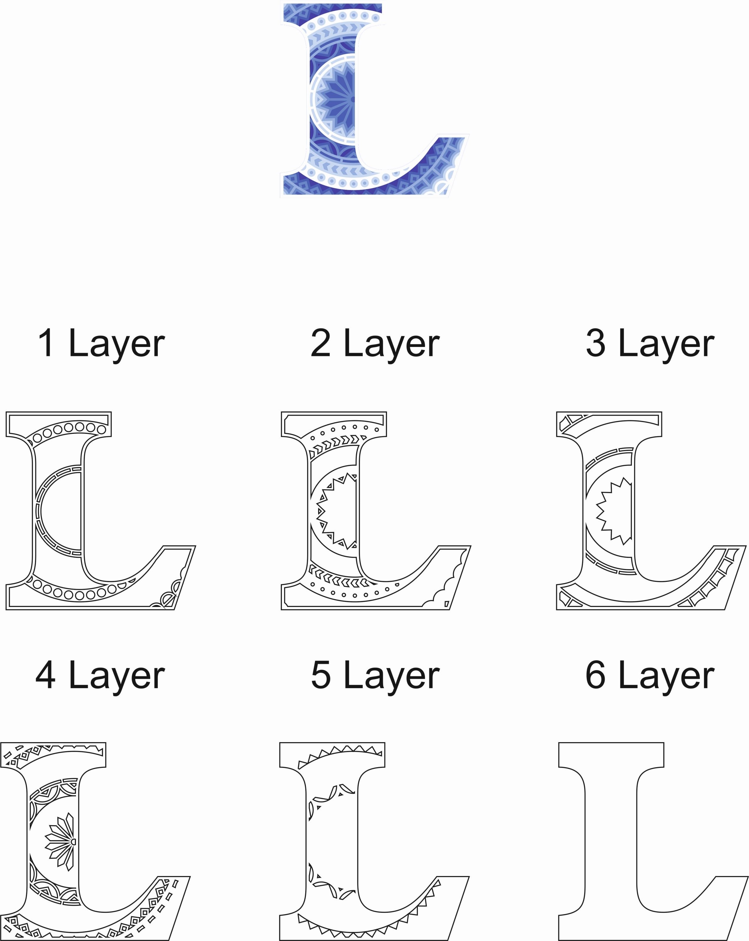 Layered Letter L, Layered letters SVG, Multilayer Letters (898060 ...
